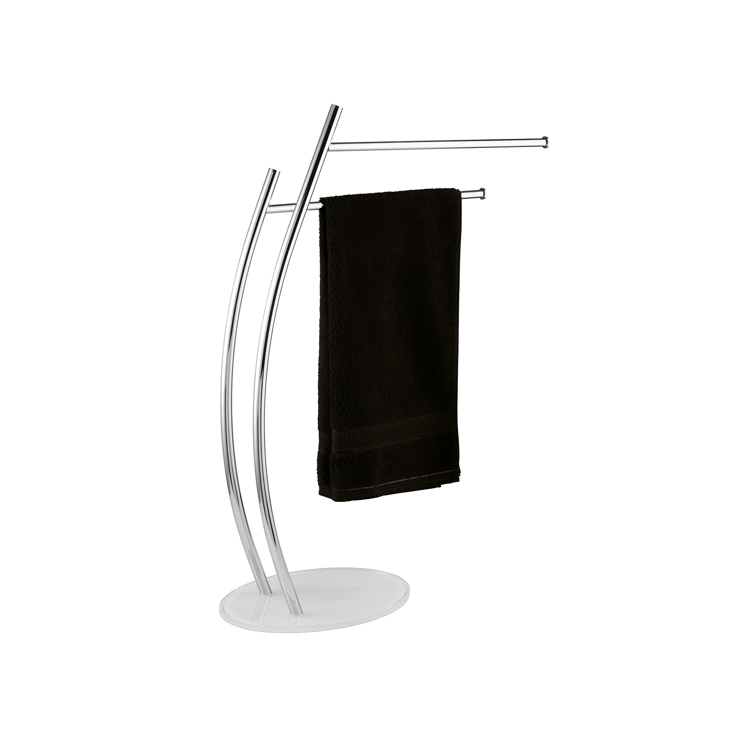 Porta asciugamani in acciaio inox, a forma di T, finitura spazzolata, autoportante, per bagno, cucina, piano di lavoro con base quadrata