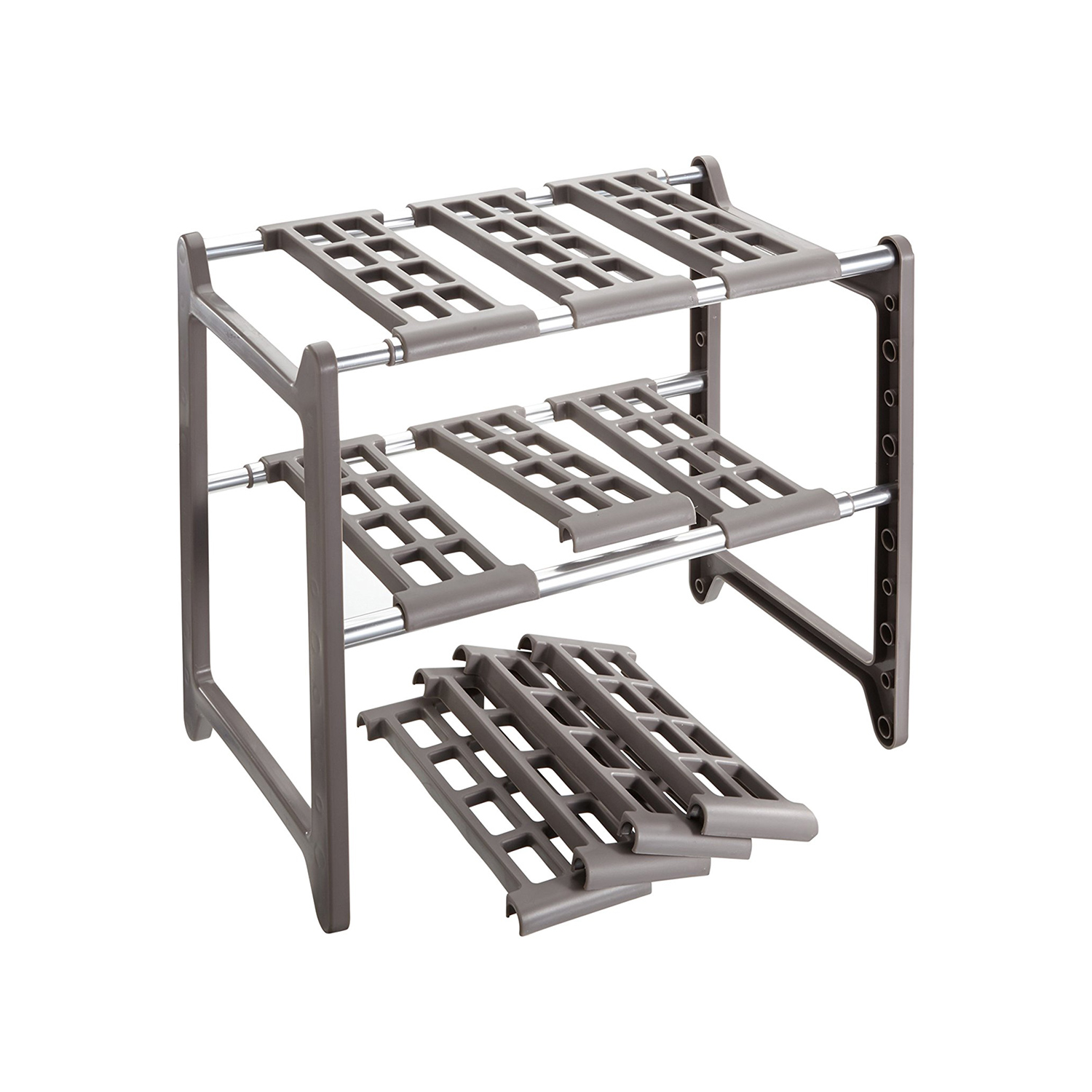 DODUOS sottolavello da Cucina Armadio Estensibile in plastica con Base lavello Pratico scaffale da Bagno mensola da Cucina Multifunzionale spezie Marrone