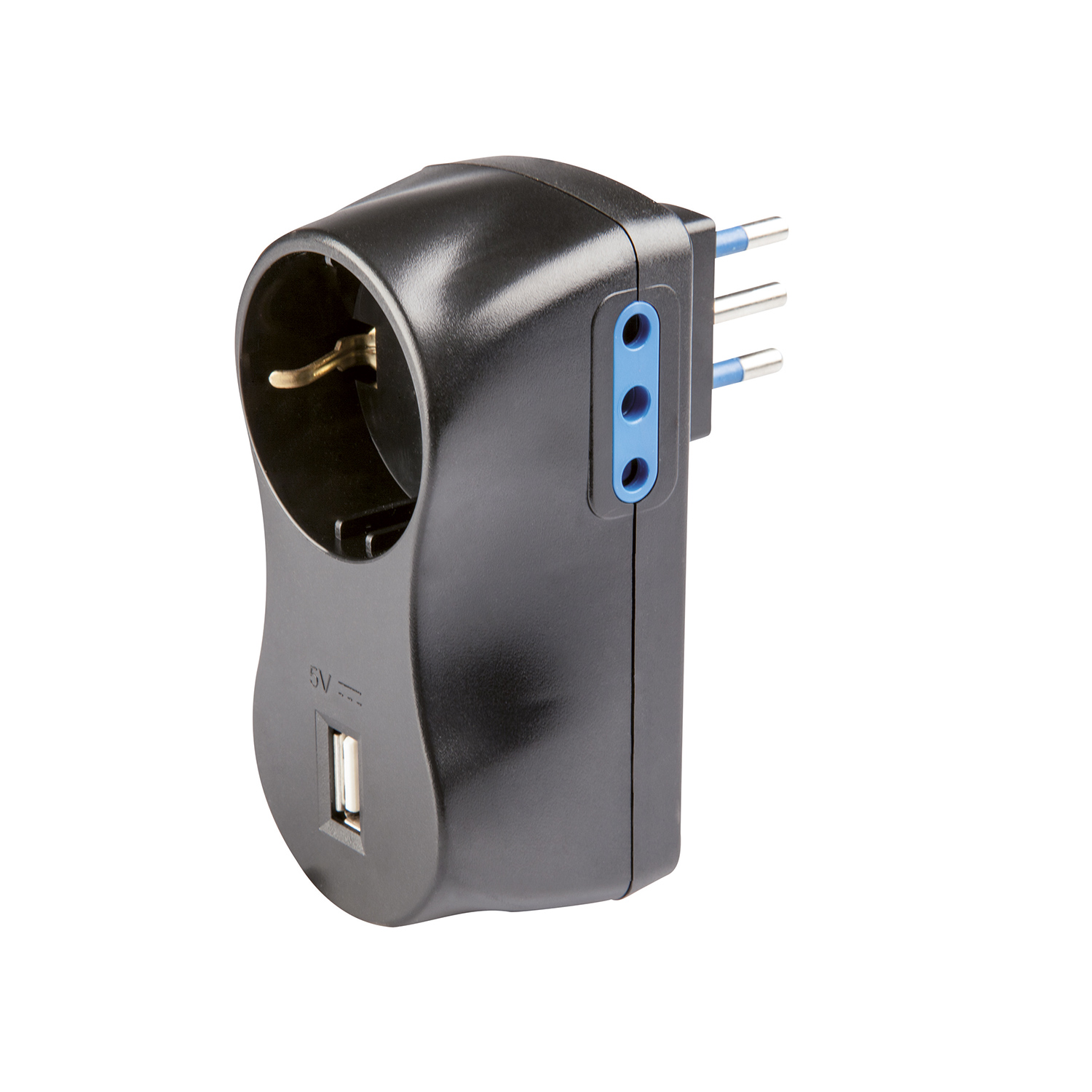 Adattatore Multiplo 10 A Italiana e 16 A Tedesca con -  usb bianco nero