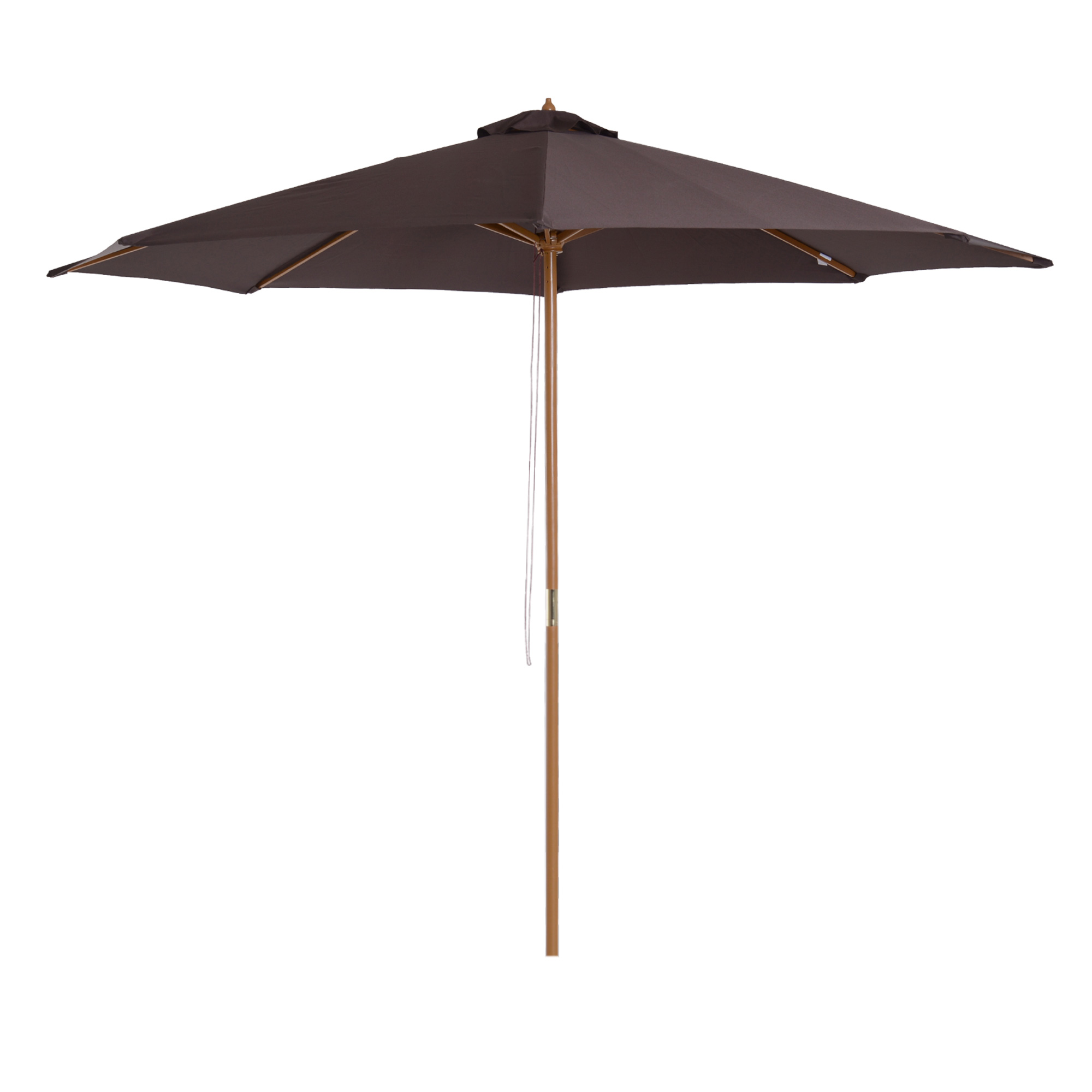 Image of Easycomfort Ombrellone da Giardino 3x2.5 m con Palo in Legno e 8 Stecche, Parasole da Esterno in Poliestere, Caffè