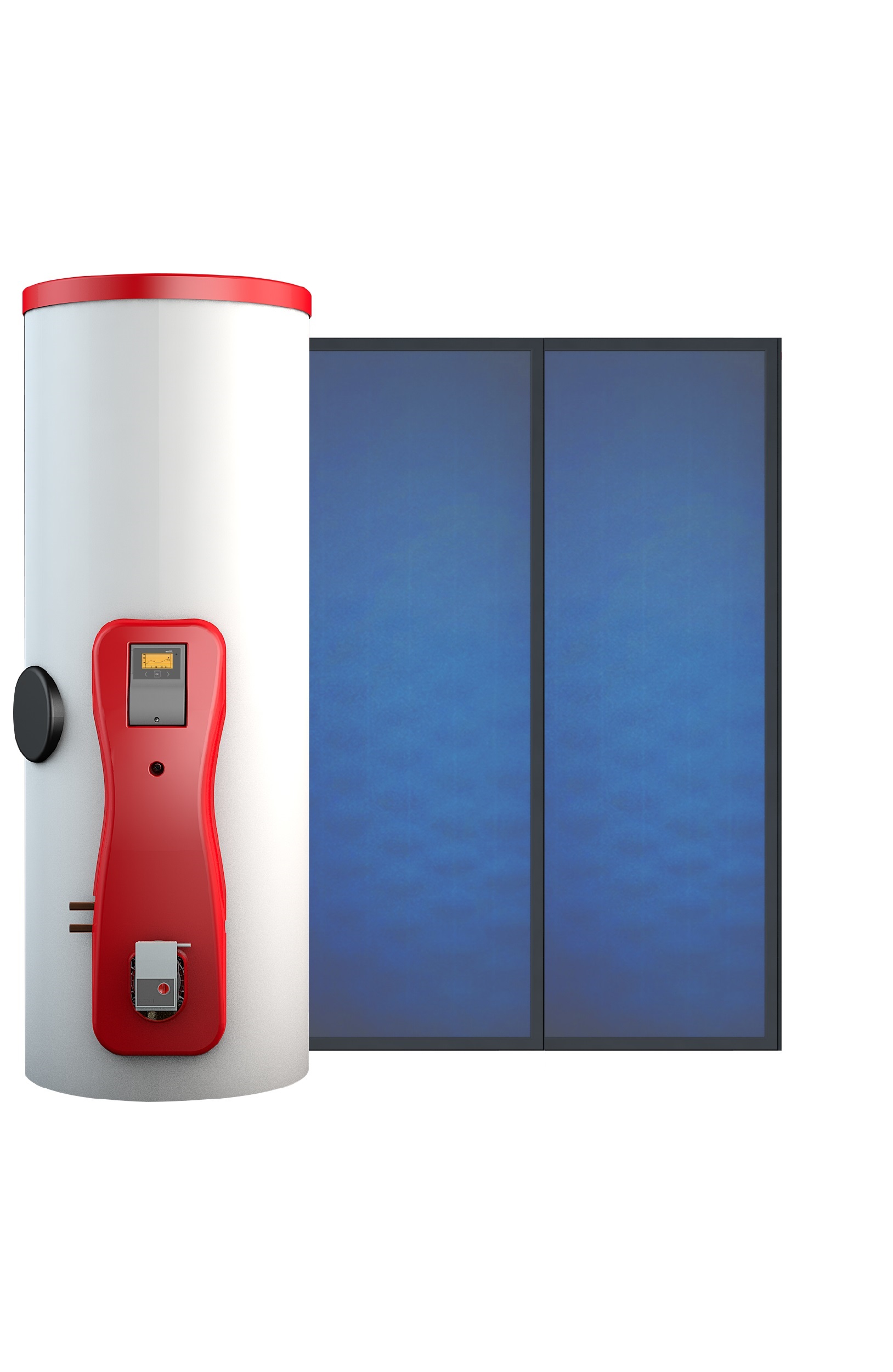 Image of Sistema Solare Termico Pleion per produzione ACS bollitore ECO COMPACT con 2 collettori piani UNIKO21 300 litri altissima efficienza e massima resa completo di sistema di fissaggio 4,18 mq