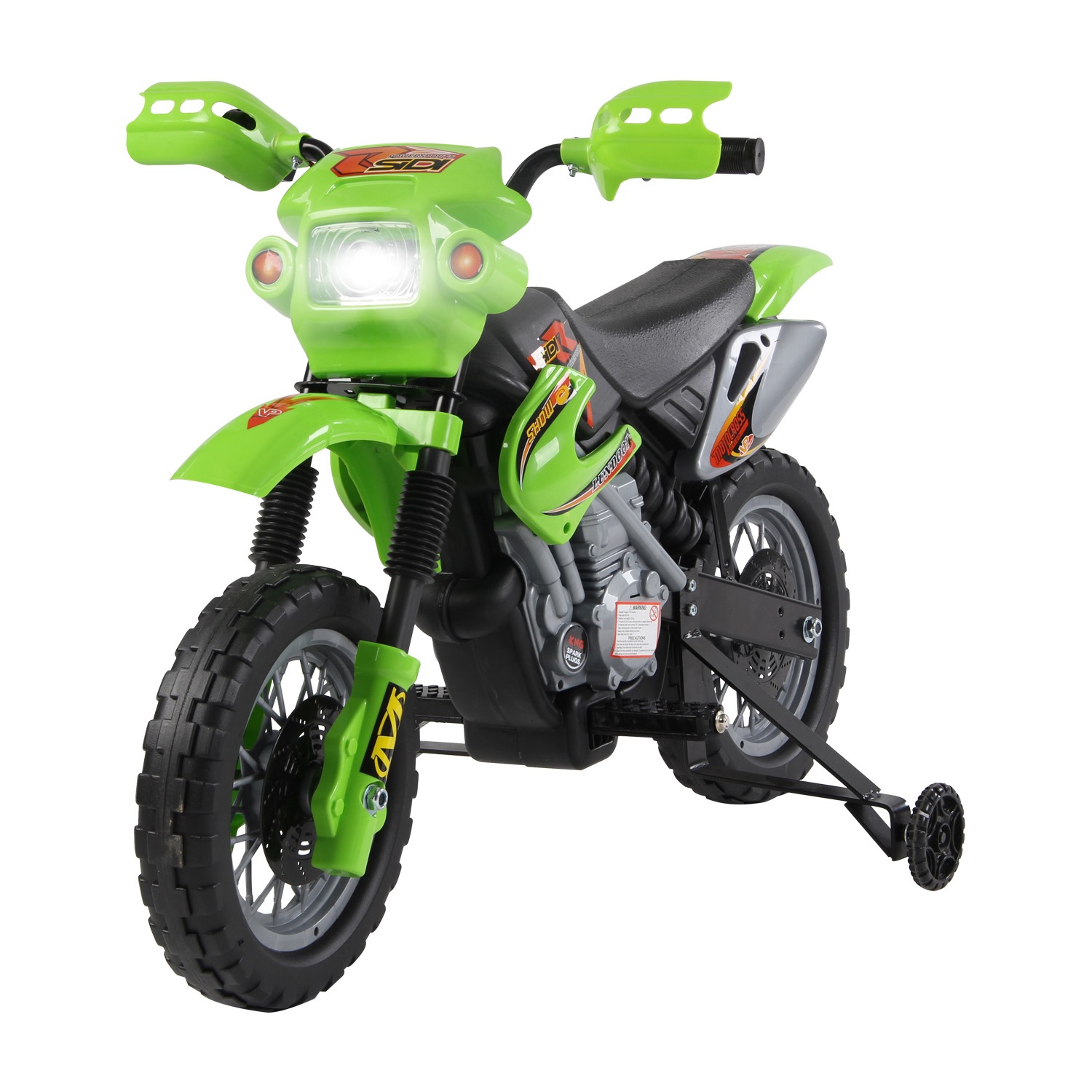 Image of Easycomfort Moto Elettrica per Bambini 3 anni e Più, Moto Cross Elettrica con Rotelle, Batteria 6V Velocità 2.5km/h, 102 x 53 x 66cm, Verde