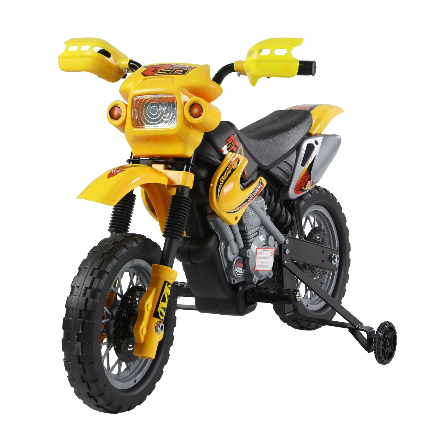 Image of Easycomfort Moto Elettrica per Bambini 3 anni e Più, Moto Cross Elettrica con Rotelle, Batteria 6V Velocità 2.5km/h, 102 x 53 x 66cm, Giallo