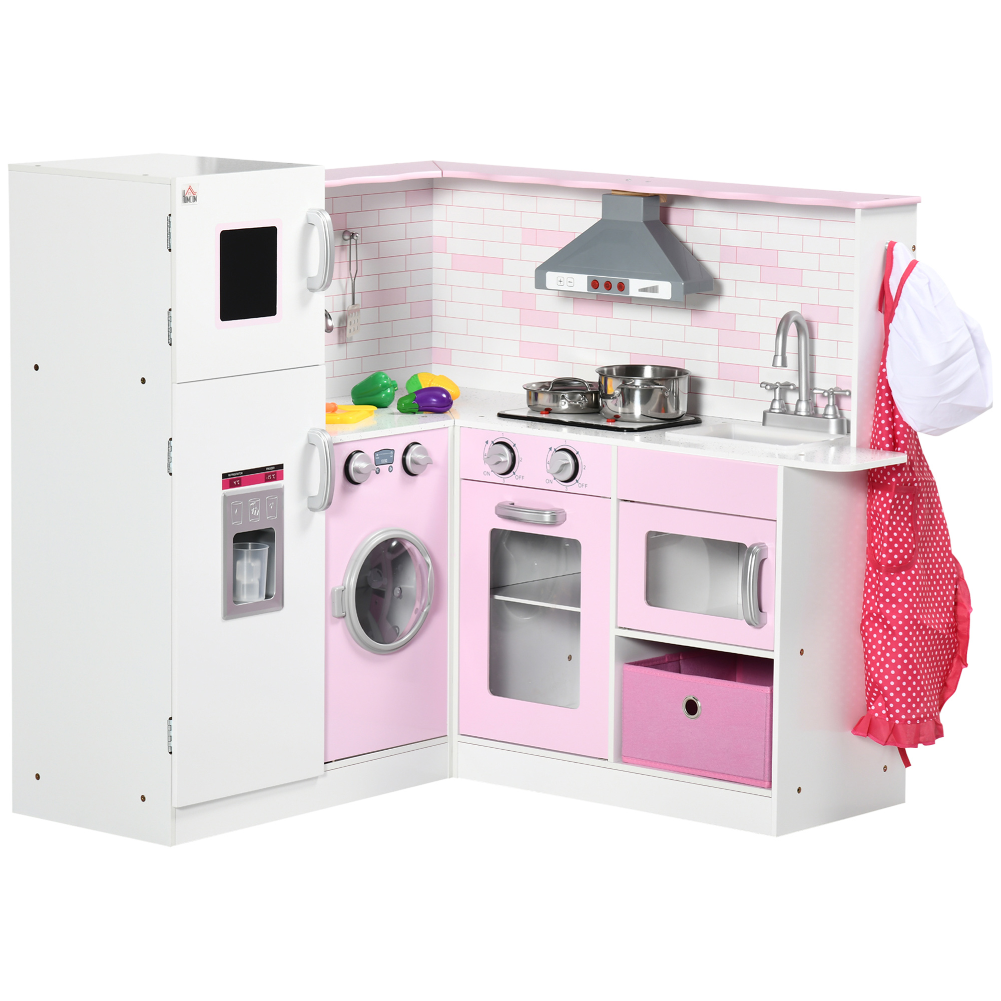Image of Easycomfort Cucina Giocattolo per Bambini 3-6 Anni con Luci e Utensili da Cucina Realistici, in MDF e PP, 84x93.5x85 cm