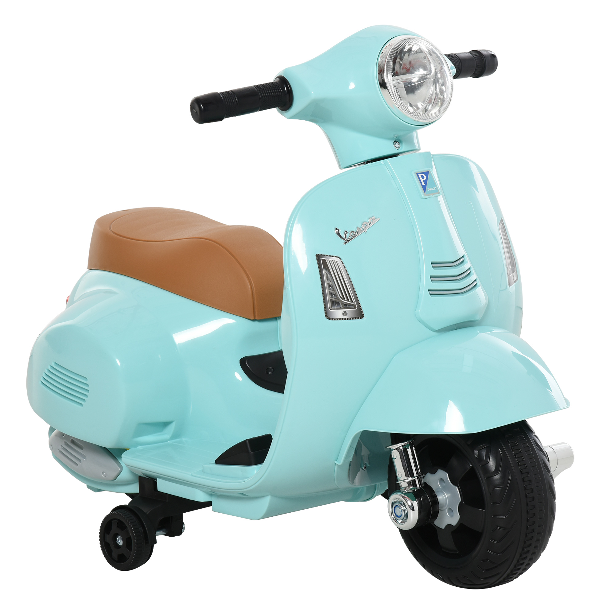 Easycomfort Moto Elettrica per Bambini con Licenza Ufficiale Vespa Batteria 6V, Fari e Clacson, per Bimbi da 18-36 mesi, Verde, 66.5x38x52cm