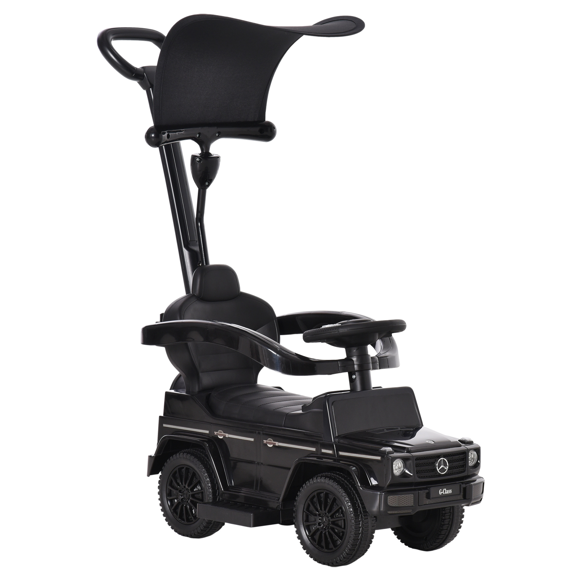 Image of Easycomfort Macchina a Spinta per Bambini 12-36 Mesi con Licenza Mercedes, Tettuccio e Maniglia di Spinta, 85.5x40.5x95 cm, Nero