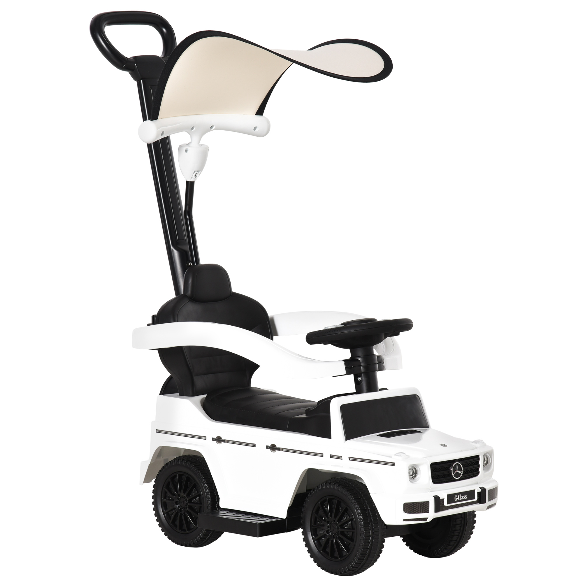 Image of Easycomfort Macchina a Spinta per Bambini 12-36 Mesi con Licenza Mercedes, Tettuccio e Maniglia di Spinta, 85.5x40.5x95 cm, Bianco