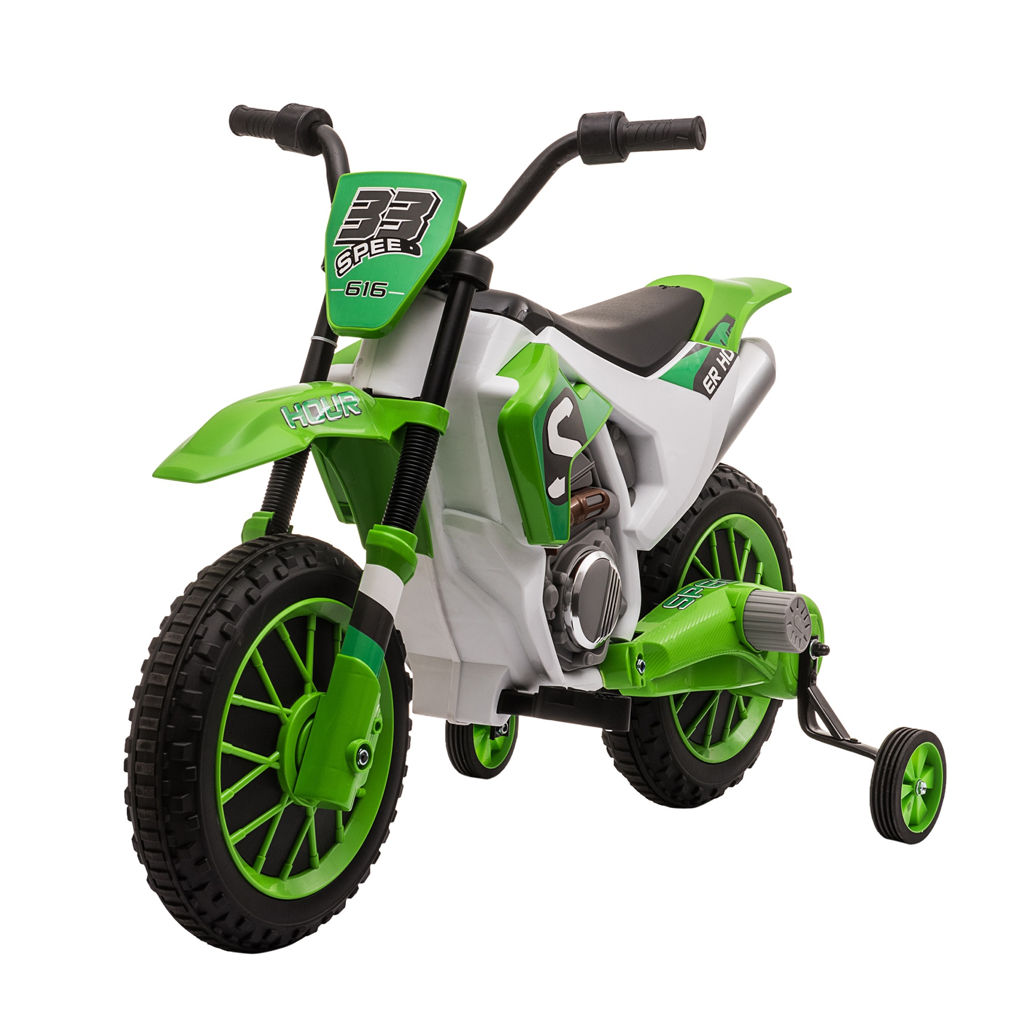 Image of Easycomfort Moto da Cross Elettrica per Bambini da 3-5 Anni, Moto Elettrica per Bambini con Batteria 12V Ricaricabile e Rotelline Rimovibili, 106.5x51.5x68cm, Verde