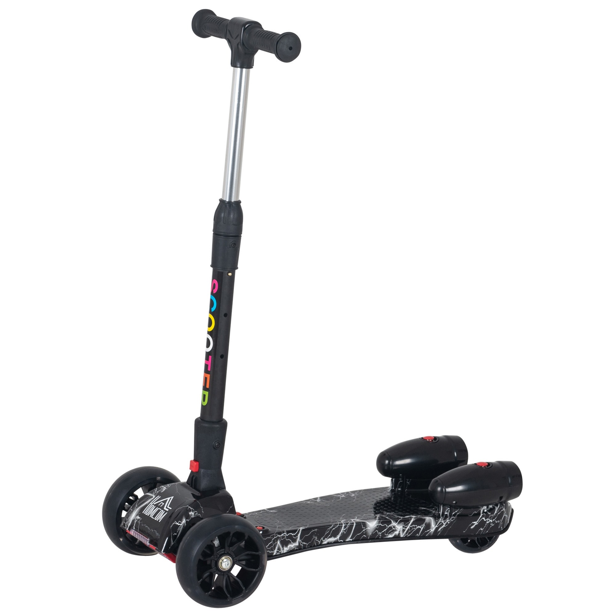 Image of Easycomfort Monopattino a 3 Ruote per Bambini Piccoli 3-6 Anni, Pieghevole, Regolabile con Musica, Ruote Luminose e Razzi, Nero