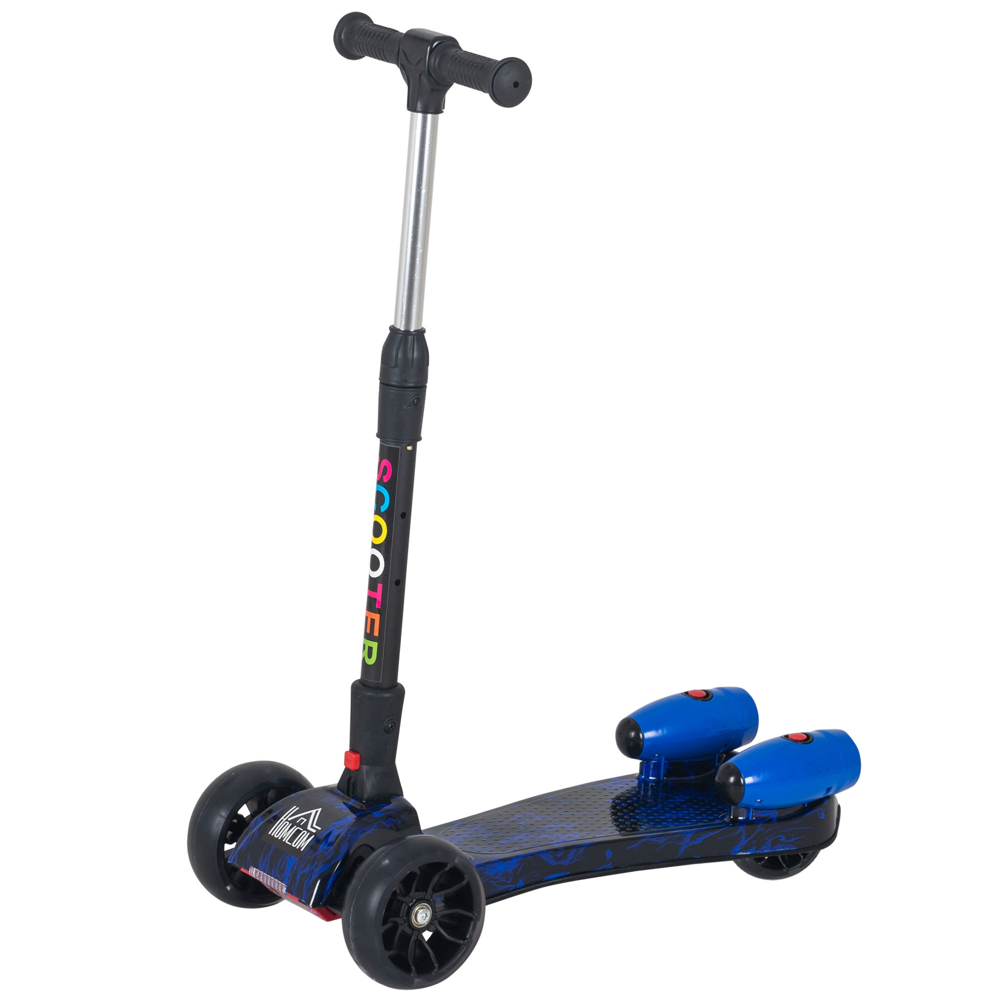 Image of Easycomfort Monopattino a 3 Ruote per Bambini Piccoli 3-6 Anni, Pieghevole, Regolabile con Musica, Ruote Luminose e Razzi, Blu