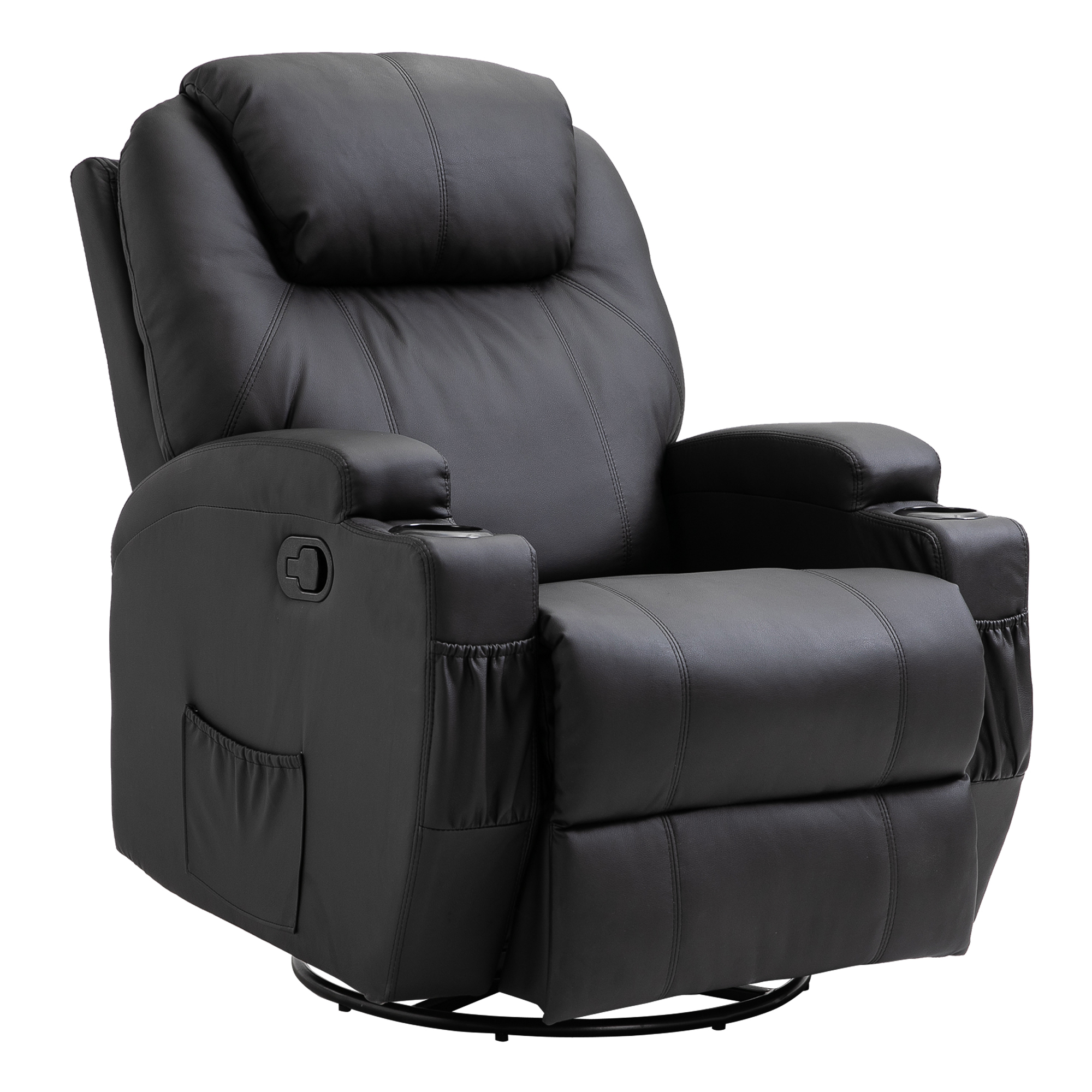 Easycomfort Poltrona Relax Massaggiante con 8 Punti, 5 Modalità e 2 Intensità, Reclinabile con Poggiapiedi e Girevole, 84x92x109cm, Nero