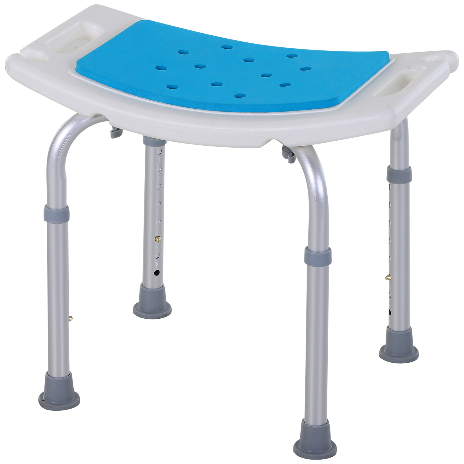 Image of Easycomfort Sgabello per Doccia da Bagno in Lega di Alluminio e Plastica Antiscivolo, Altezza Regolabile 6 Livelli 39-52cm