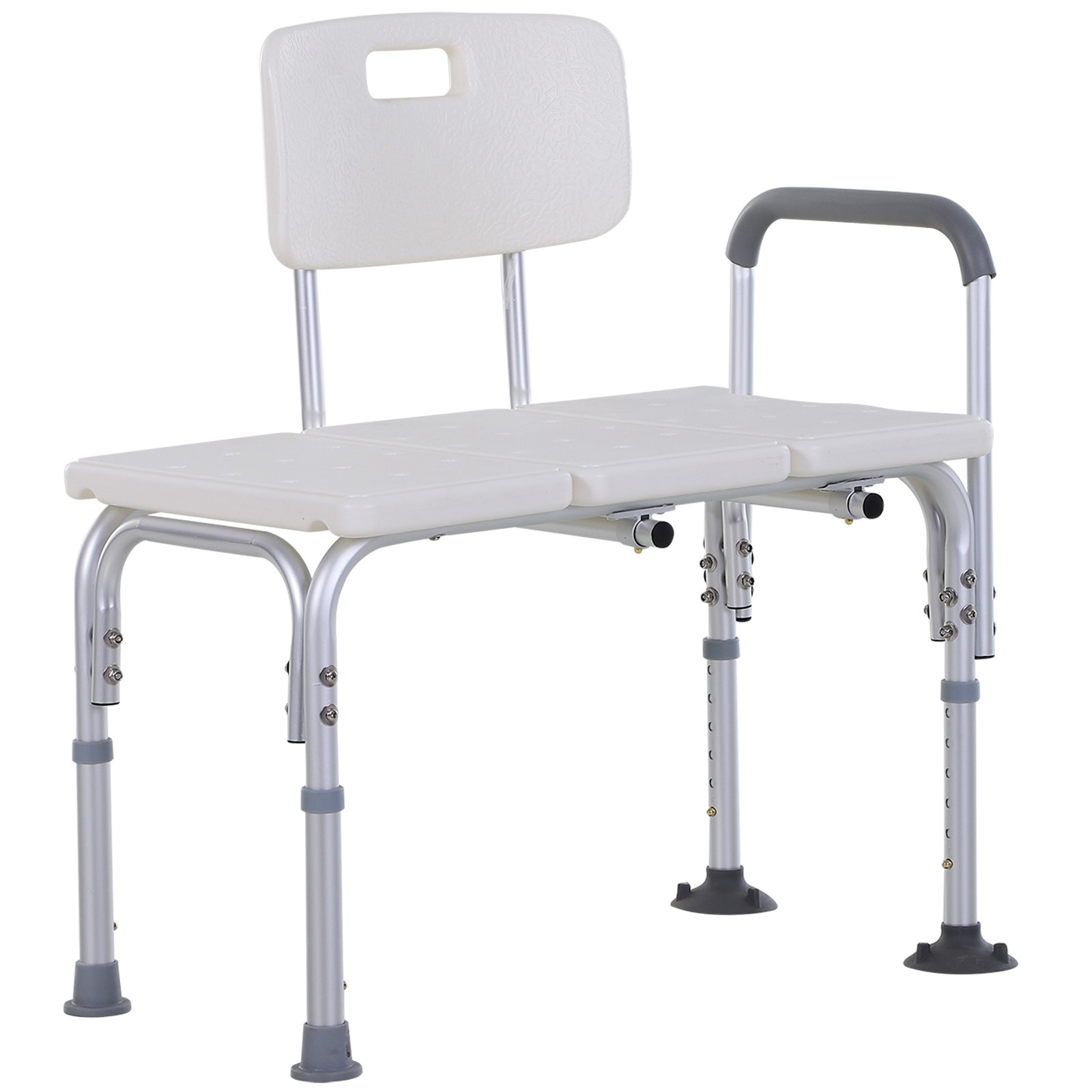 Image of Easycomfort Sedia da Doccia con Altezza Regolabile su 6 Livelli, Piedini e Bracciolo Antiscivolo, Ampia Seduta (68.5x40.5cm)