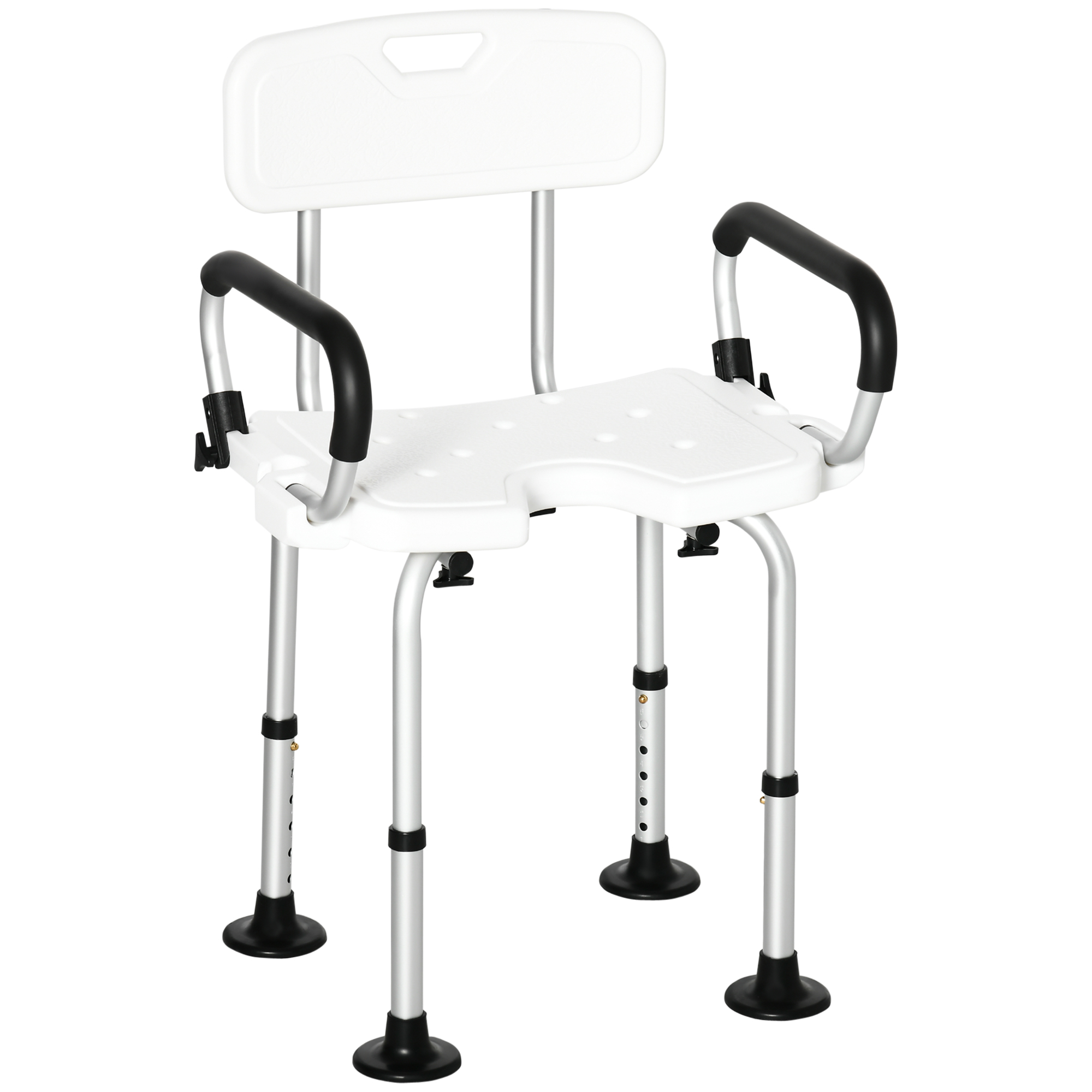 Image of Easycomfort Sedia per doccia per Anziani, Disabili e Donne Incinte Imbottita con forma a U, 54x52x70-82cm, Bianco