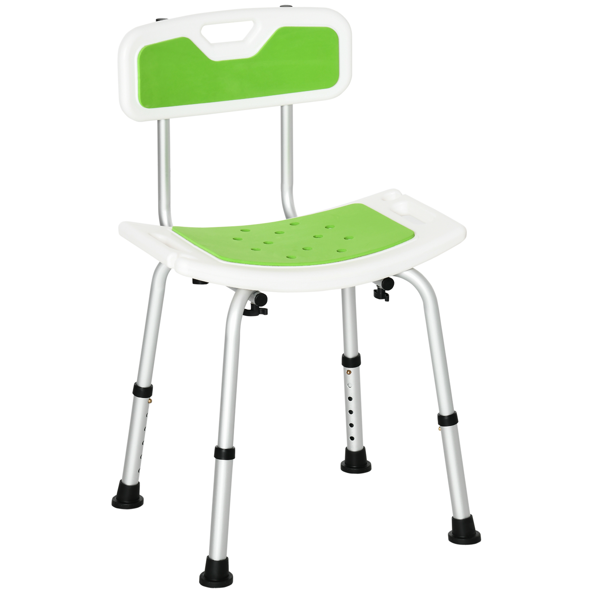 Image of Easycomfort Sedia per Doccia in Alluminio ed EVA con Altezza Regolabile su 6 Livelli e Schienale Ricurvo, 51.5x49.5x68.5-81 cm