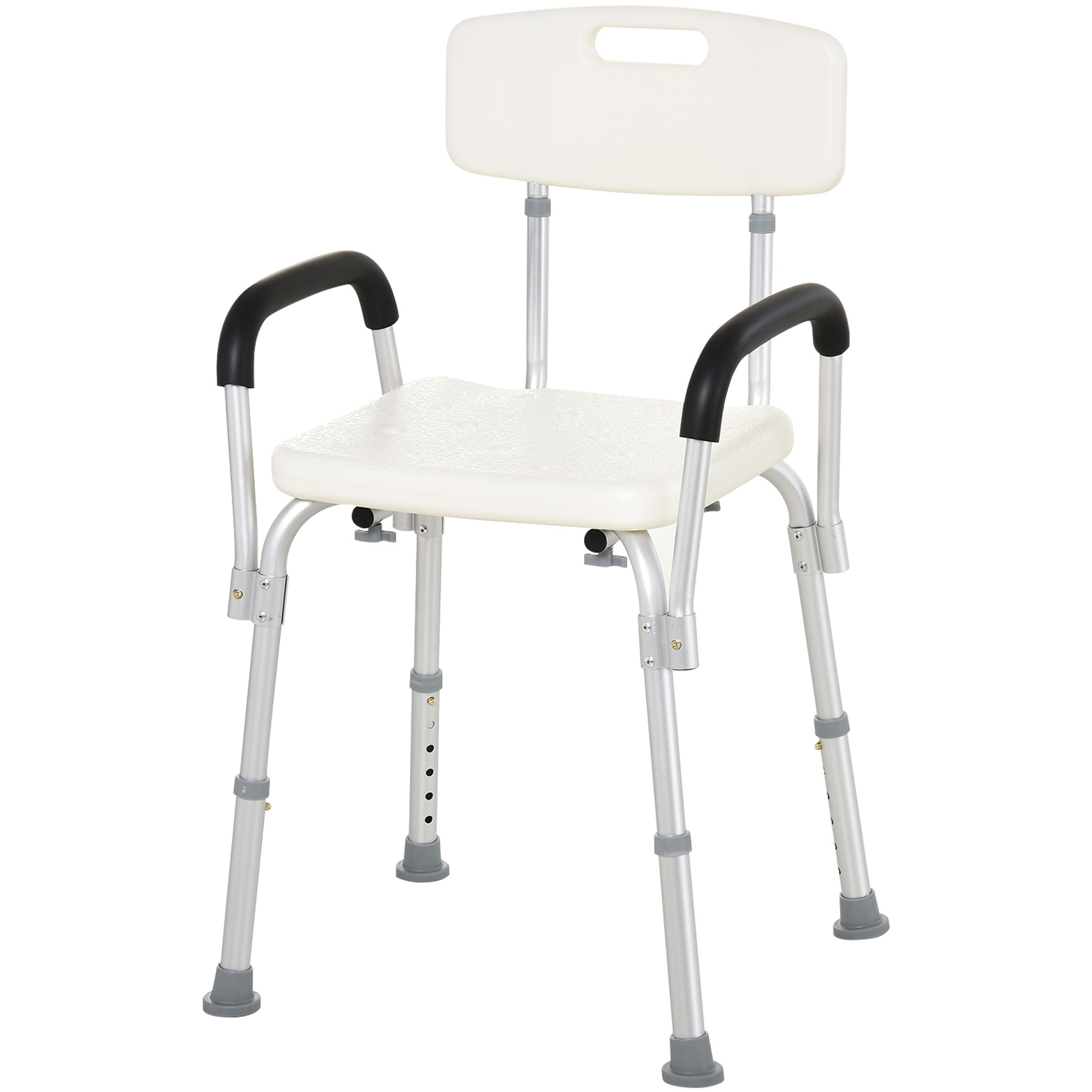 Image of Easycomfort Sedile da doccia con schienale e braccioli Sedile da vasca, sedia regolabile in altezza