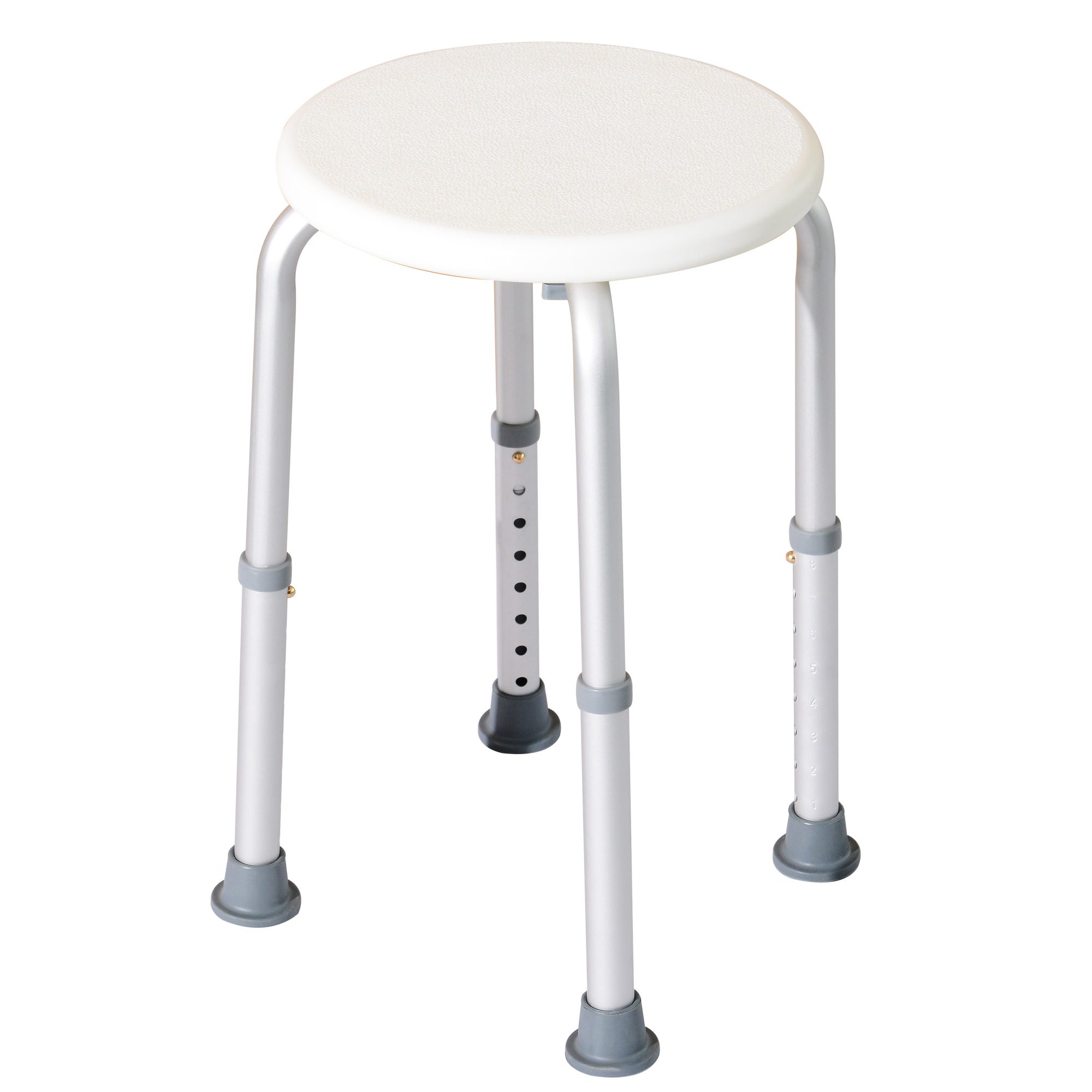 Image of Easycomfort Sgabello da Doccia per Anziani con Ausilio Rotondo, Sedia da Bagno per Disabili con Altezza Regolabile 8 Posizioni, Piedini Antiscivolo, in Alluminio e PE, Bianco