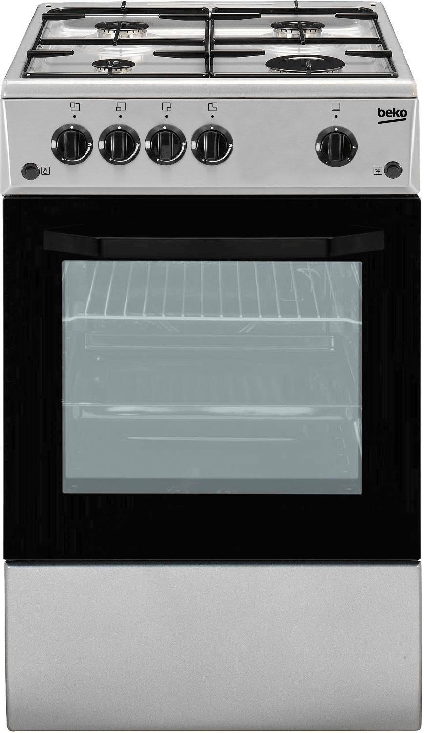 Cucina a Gas Beko 4 Fuochi Forno a Gas CSG42011FS (50x50) Argento Con Coperchio