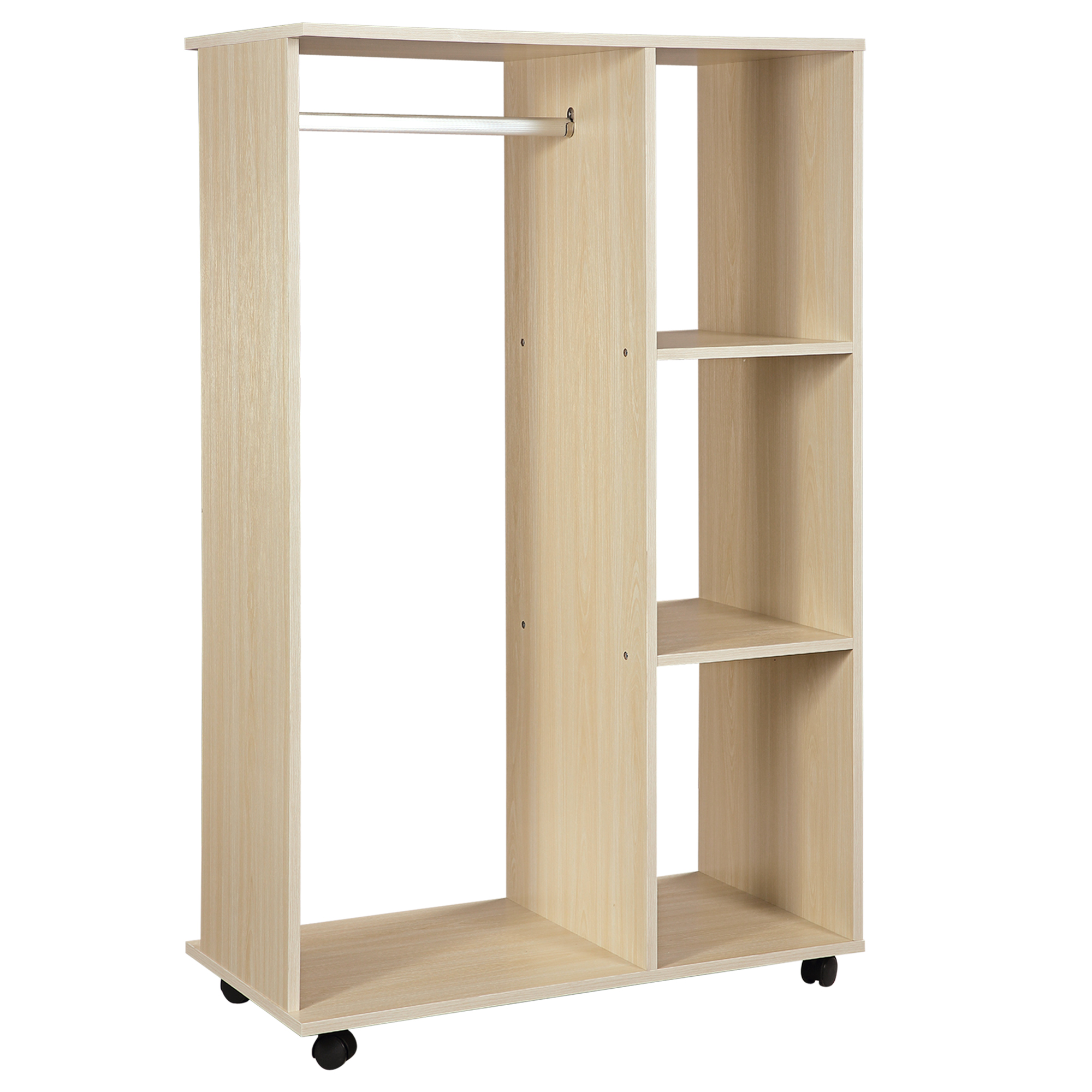 Easycomfort Stand Appendiabiti con 3 Ripiani e Barra Attaccapanni per Vestiti, 80x40x128 cm, Beige