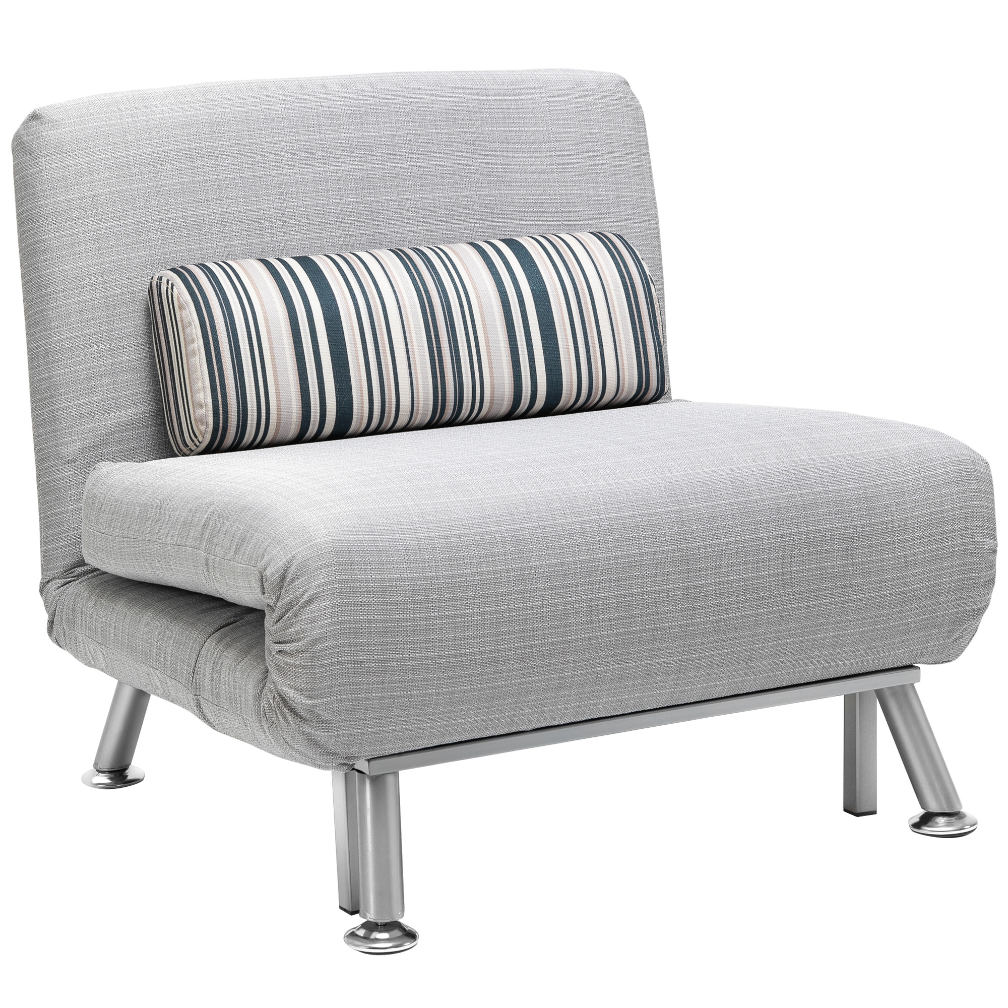 Easycomfort Poltrona Letto Singolo, Poltrona con Materasso e Cuscino Imbottito Sfoderabili - Schienale Regolabile 90-180° e Telaio in Metallo - 75x70x75 cm, Grigio