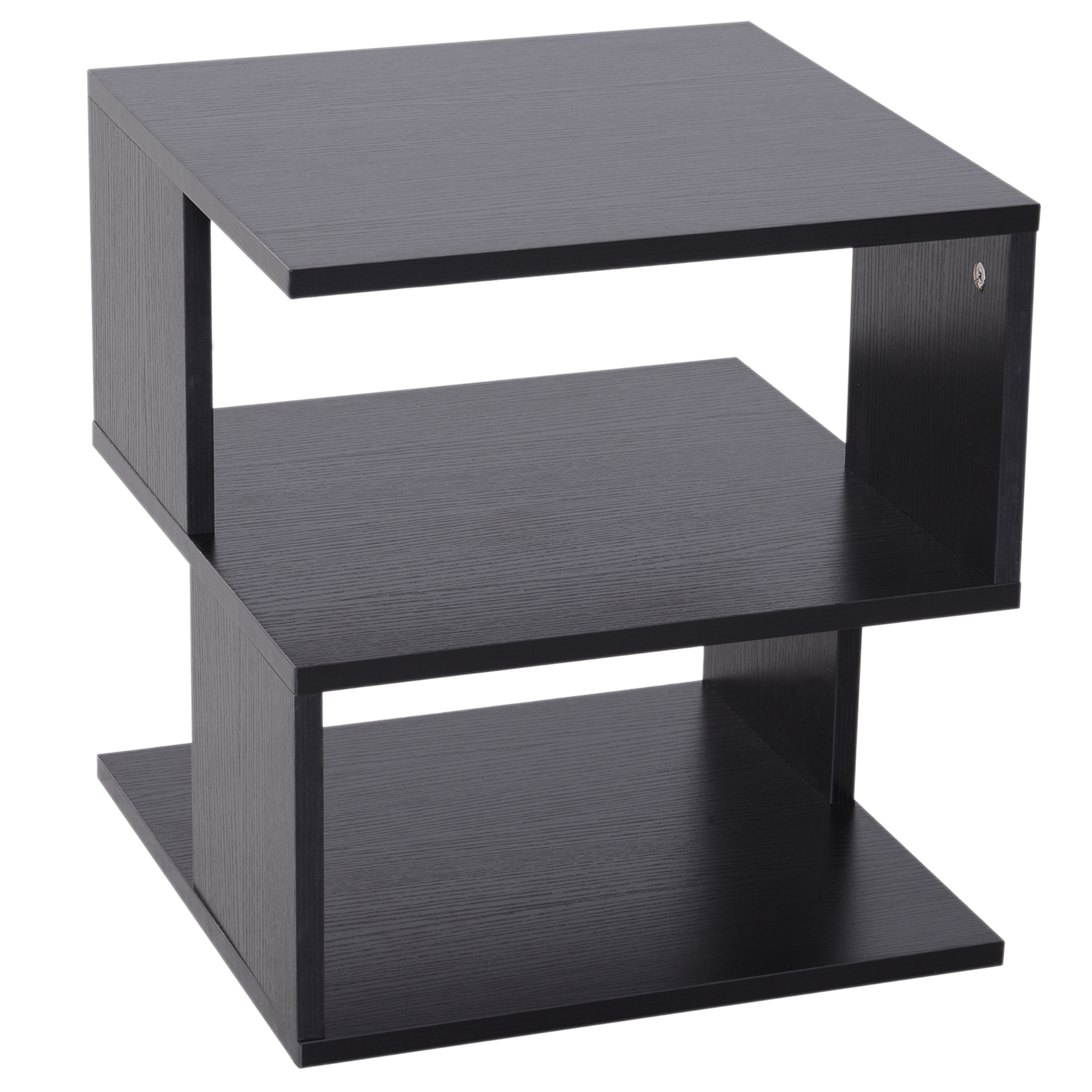 Image of Easycomfort Tavolino da Caffè di Design, Tavolino da Salotto Bianco, 2 Ripiani Aperti, Design Moderno, Tavolino da Salotto e Soggiorno, Legno, 40x40x43cm, Nero