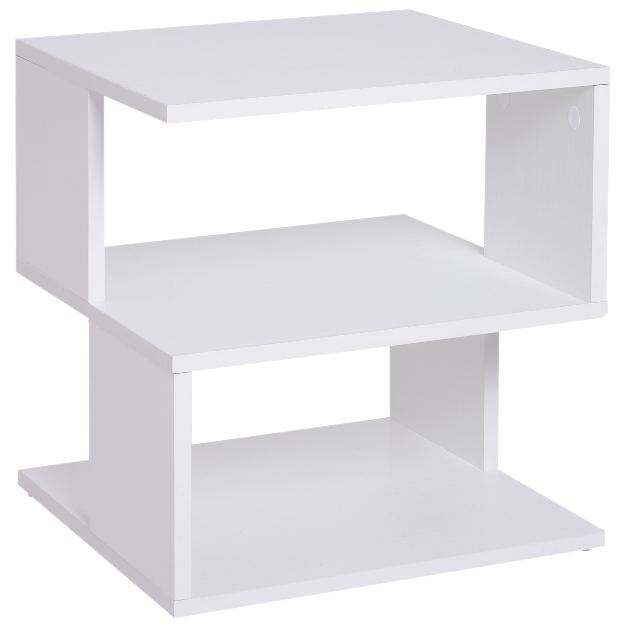 Image of Easycomfort Tavolino da Caffè di Design, Tavolino da Salotto Bianco, 2 Ripiani Aperti, Design Moderno, Tavolino da Salotto e Soggiorno, Legno, 40x40x43cm, Bianco