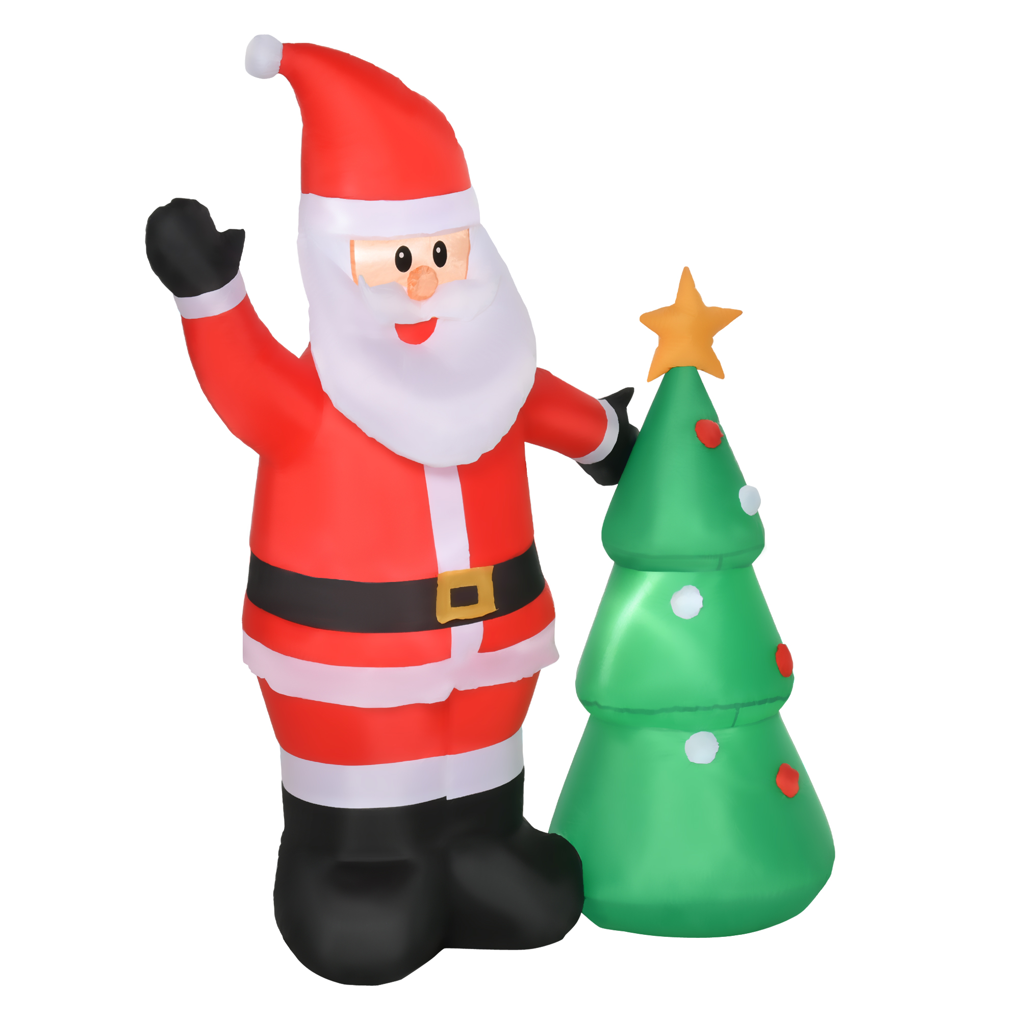 Image of Easycomfort Babbo Natale Gonfiabile 150cm con Albero, Decorazione Natalizia per Esterno con Luci a LED, in Poliestere Impermeabile IP44