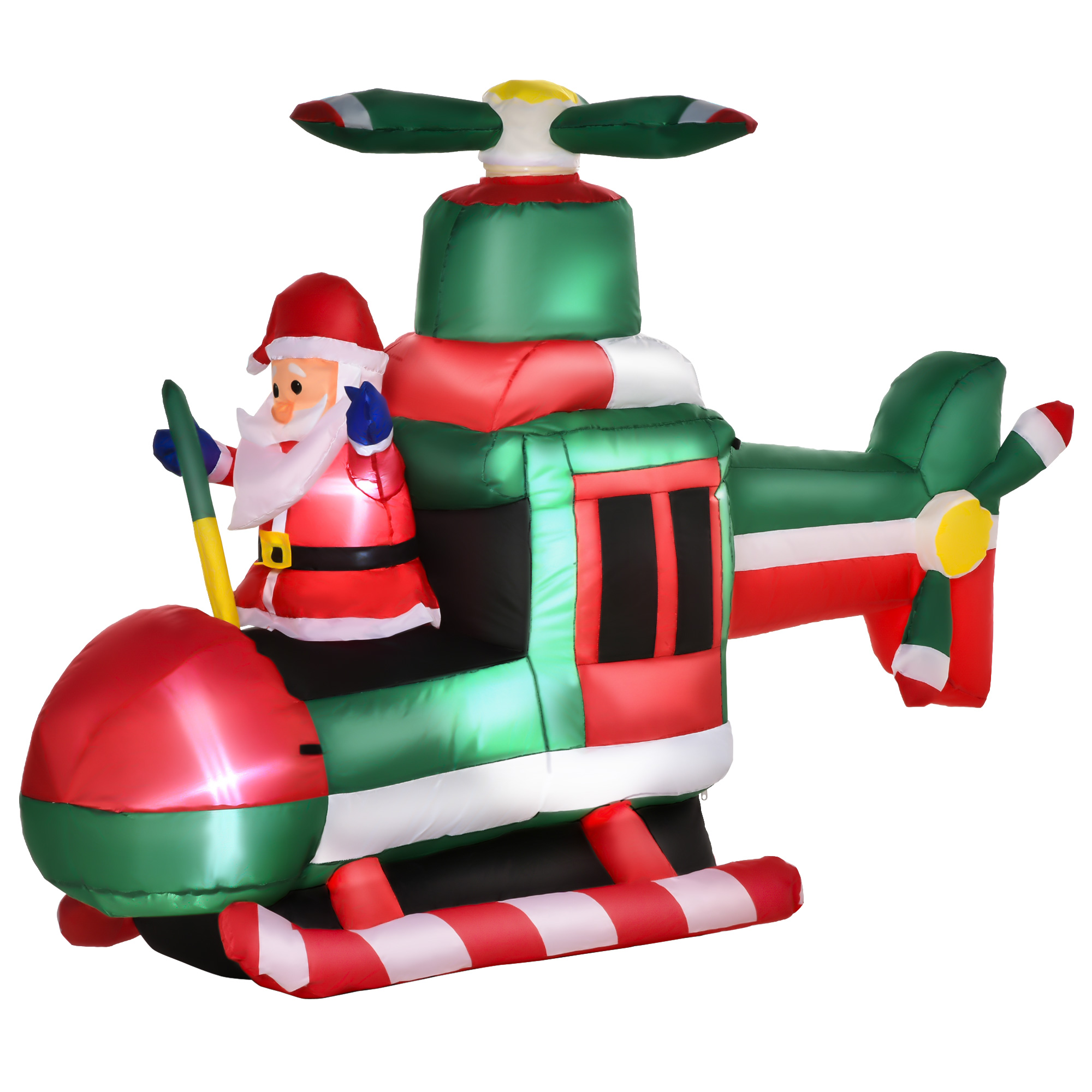 Image of Easycomfort Babbo Natale Gonfiabile su Elicottero 107cm con 4 Luci LED e Gonfiatore, Decorazione Natalizia da Esterno
