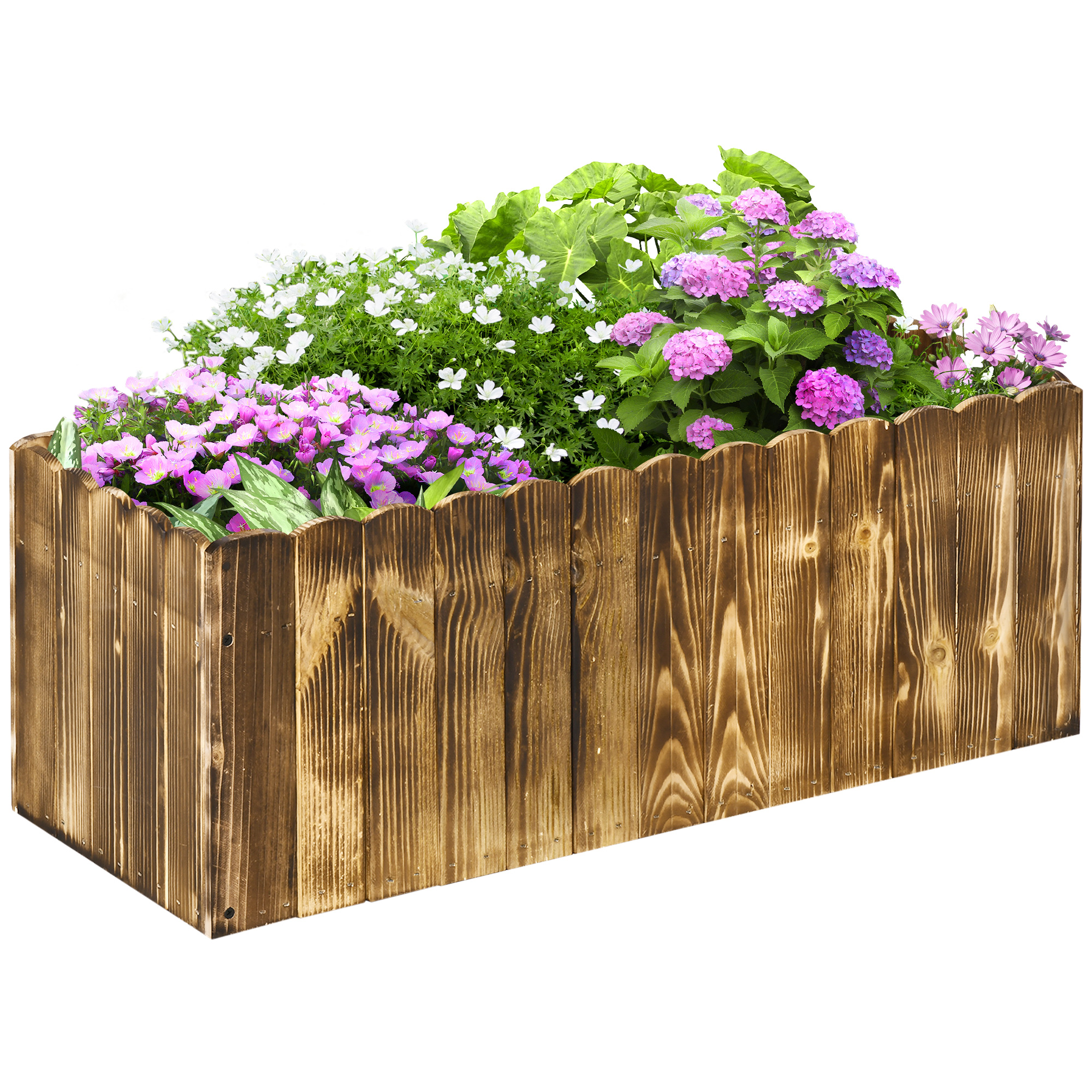 Image of Easycomfort Fioriera da Giardino Rettangolare per Interni ed Esterni, in Legno di Abete, 80x33x30 cm, color Legno