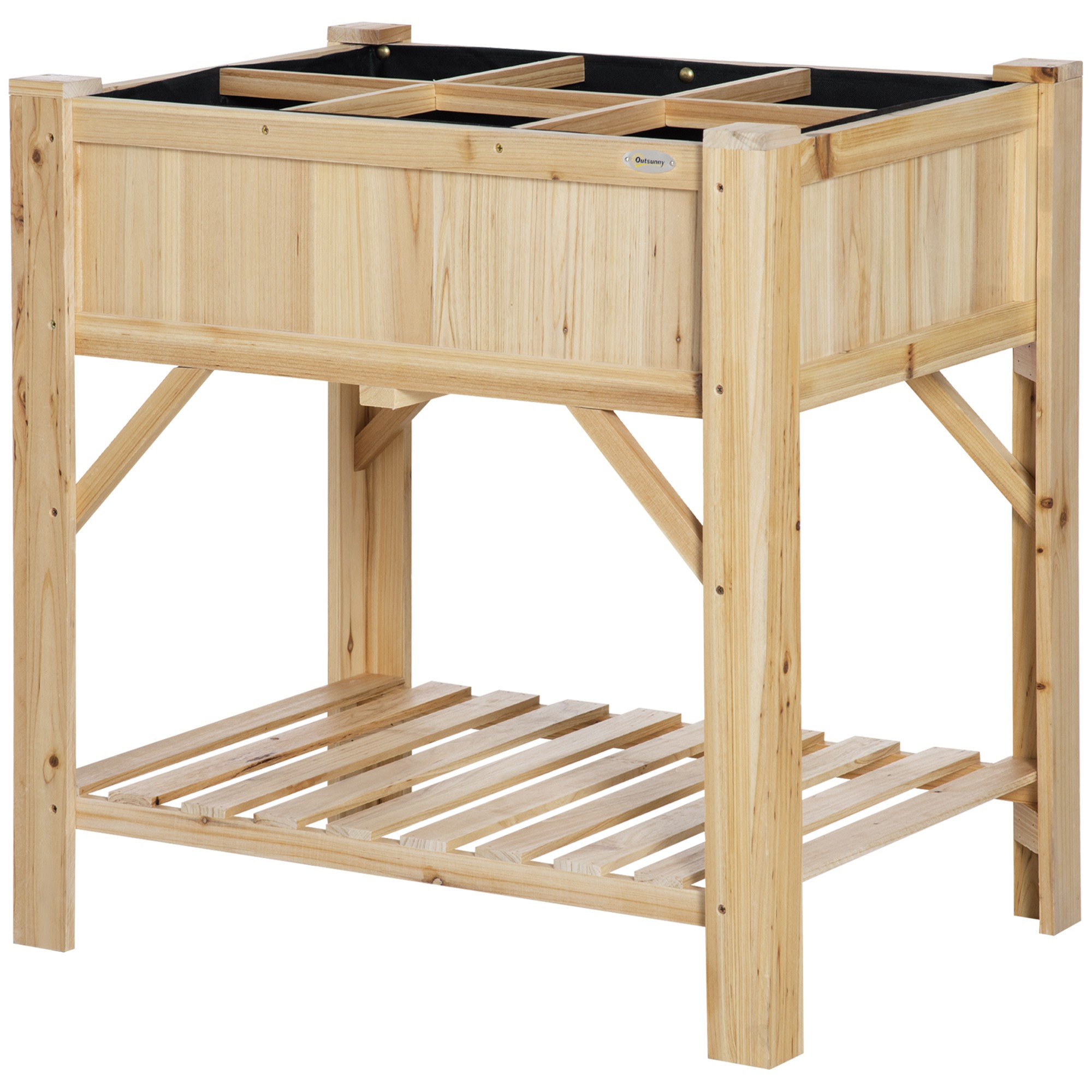 Image of Easycomfort Letto per Orto Rialzato con 6 Scomparti in Legno di Abete, 78.5x58x81cm