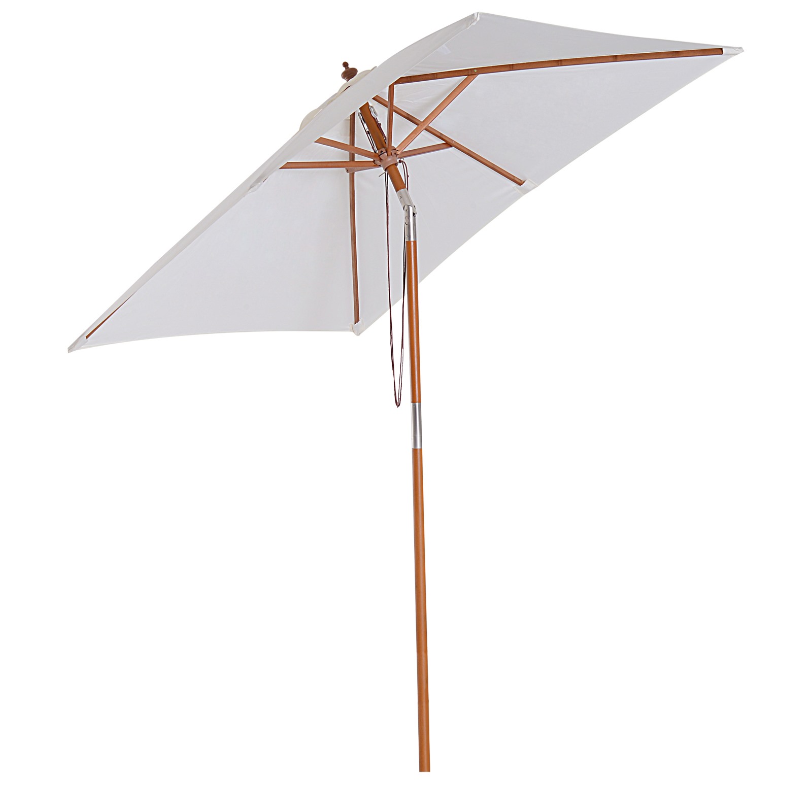 Image of Easycomfort Ombrellone da Giardino Inclinabile 2x1.5m a 6 Stecche con Palo in Legno di Abete e Corda, Beige