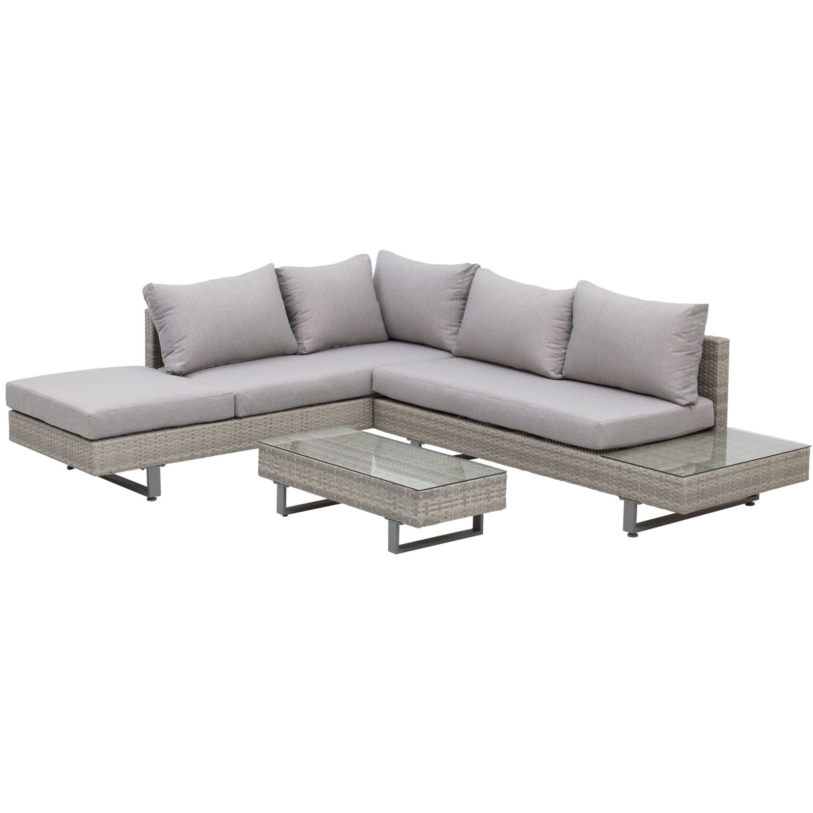 Image of Easycomfort Set Giardino Esterno, Salotto da Giardino, Set Divani da Esterno con Tavolino da Giardino, Mobili da Giardino in Rattan Grigio