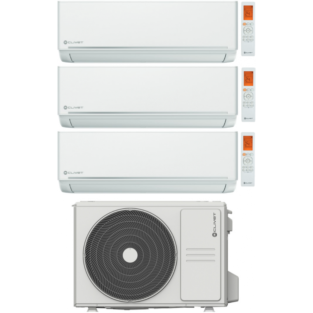 Climatizzatore Condizionatore Clivet Trial Split Inverter EZCool 9000+9000+12000 btu con MU2-Y79M Wi-Fi Optional 9+9+12