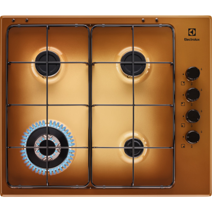 Image of Piano Cottura a Gas Electrolux EGS6414T 4 fuochi 60 cm Colore Ottone (LxP) 59,4x51 con Bruciatore Walk Multicorona