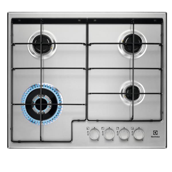 Image of Piano Cottura a Gas Electrolux EGS6434X 4 Fuochi in Acciaio Smaltato (LXP) 74X51 cm con Bruciatore Wok multicorona