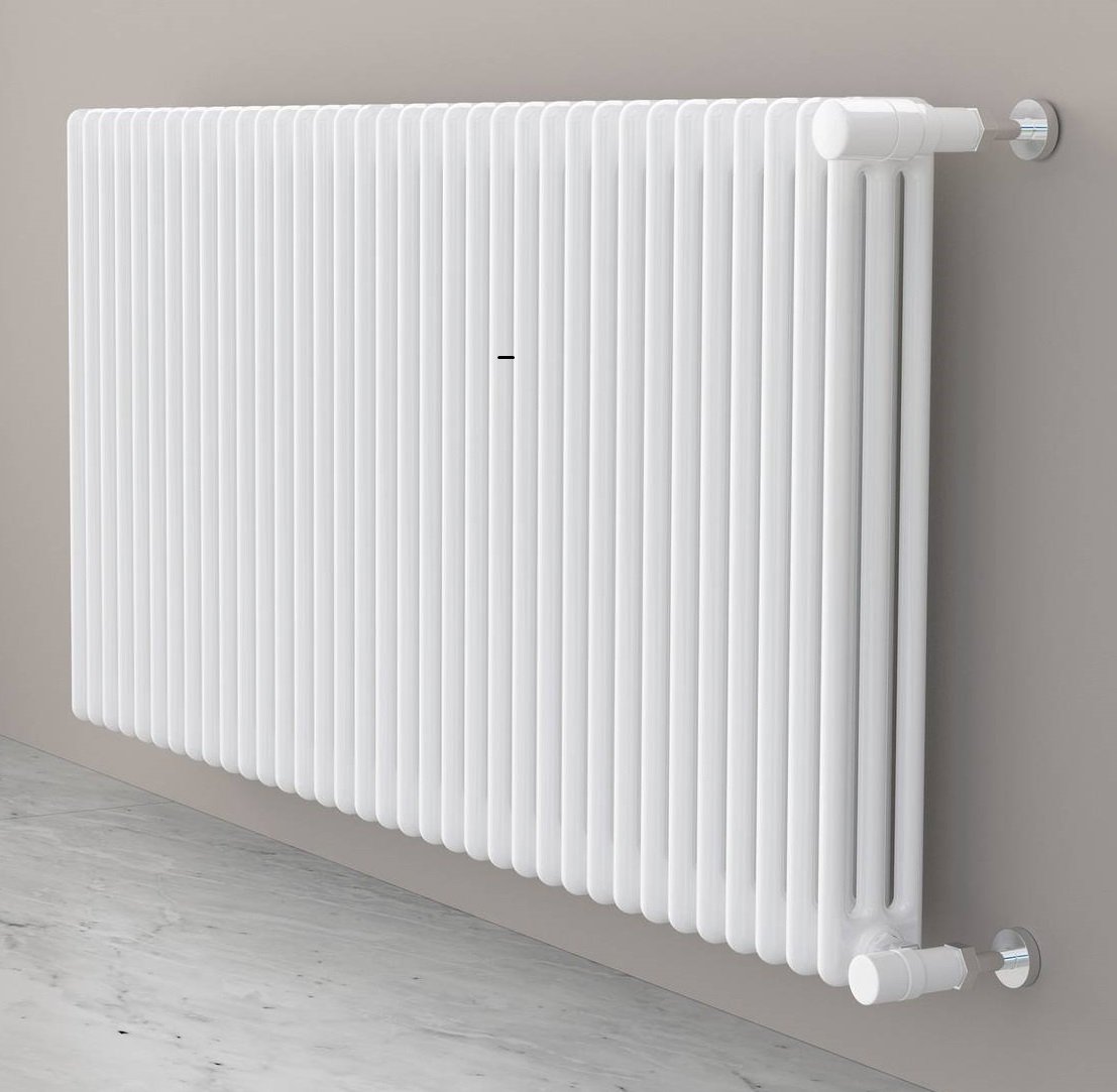 Image of Batteria completa Radiatore Termosifone in acciaio tubolare Cordivari Ardesia 3 Colonne da 3 a 24 elementi h 656 mm interasse 600 mm tappi e riduzioni inclusi 16 elementi h. 656