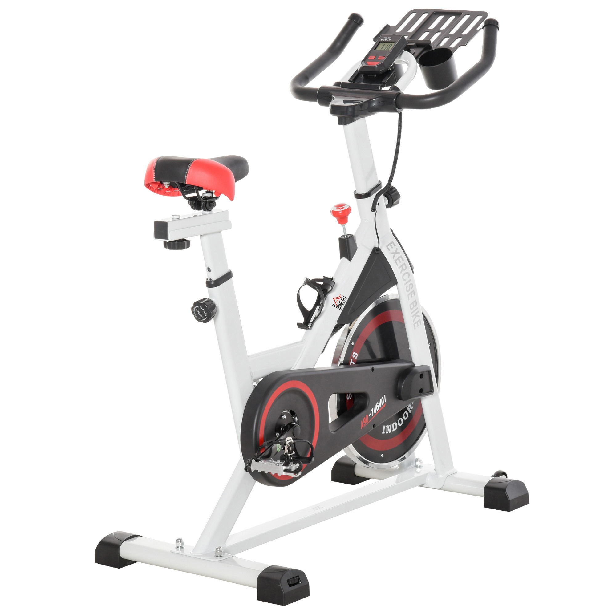 Image of Easycomfort Cyclette Professionale, Bici da Spinning, Cyclette da Camera Regolabile con Schermo LCD e Portabicchieri, Volano 8kg, Bianco