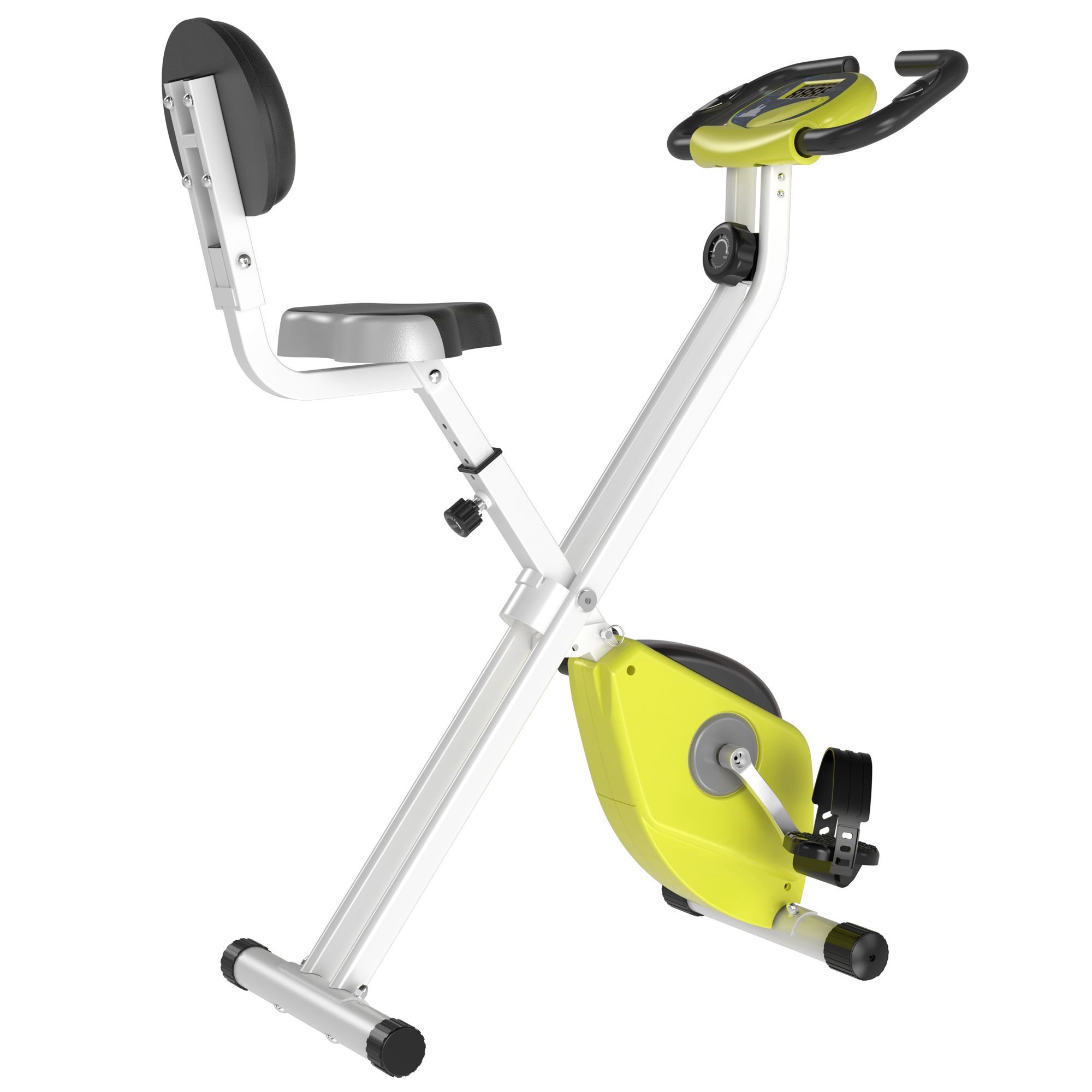 Image of Easycomfort Cyclette Pieghevole da Fitness in Acciaio, Cyclette Magnetica Pieghevole da Casa con Altezza Regolabile, Resistenza Magnetica a 8 Livelli, Schermo LCD, 43x97x109cm, Giallo