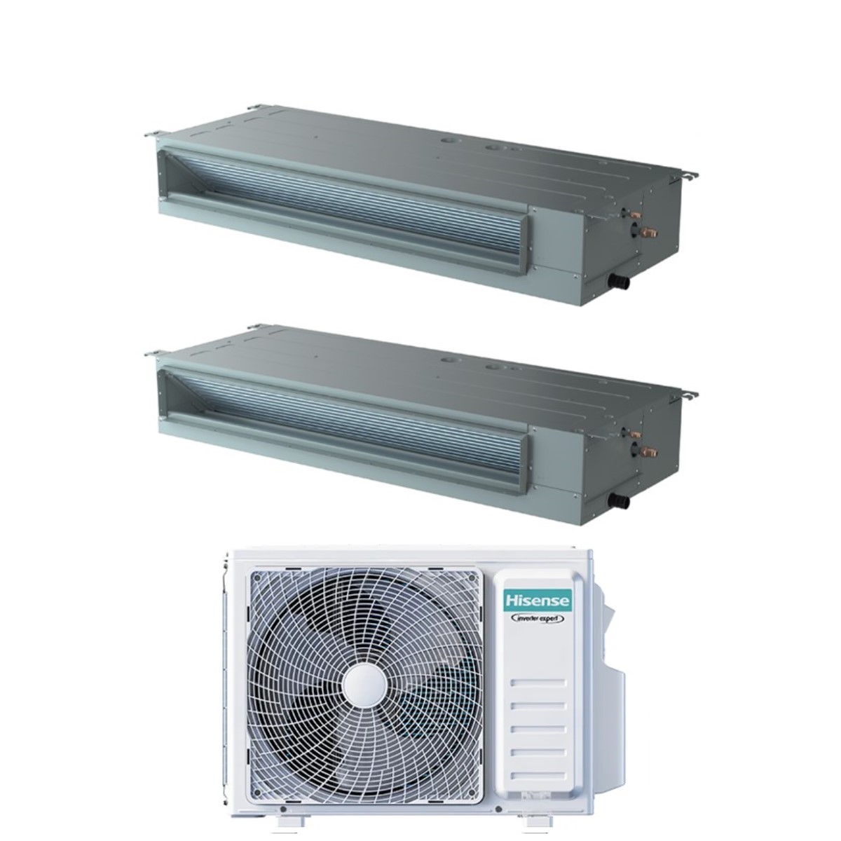 Image of Climatizzatore Condizionatore Hisense Dual Split Inverter Canalizzato Canalizzabile 9+18 con 3AMW72U4RJC R-32 Wi-Fi Optional 9000+18000 Con Telecomando di Serie