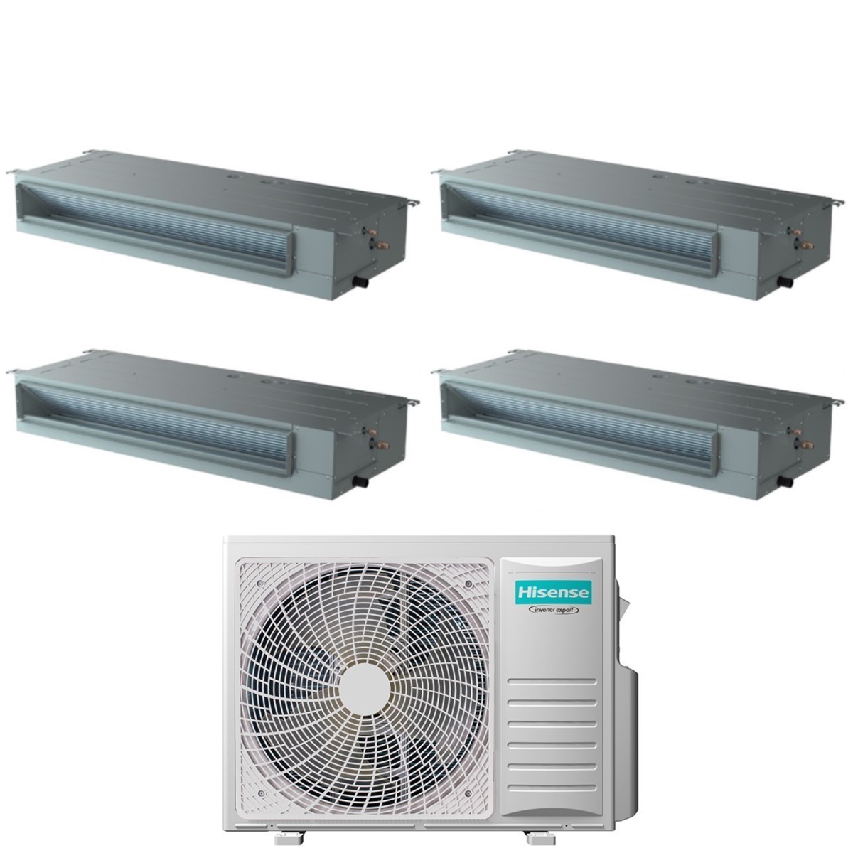 Image of Climatizzatore Condizionatore Hisense Quadri Split Inverter Canalizzato Canalizzabile 9+9+9+12 con 4AMW81U4RJC R-32 Wi-Fi Optional 9000+9000+9000+12000 Con Telecomando di Serie