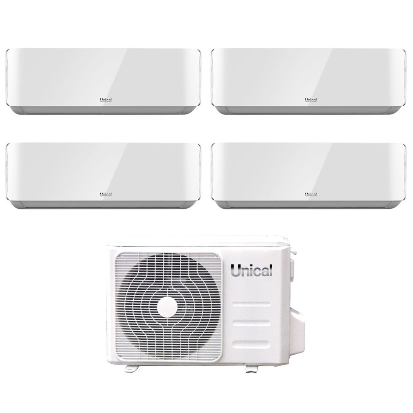 Image of Climatizzatore Condizionatore Unical Quadri Split Inverter serie AIR CRISTAL 10+10+10+10 con KMX4 36HE R-32 Wi-Fi Optional 10000+10000+10000+10000