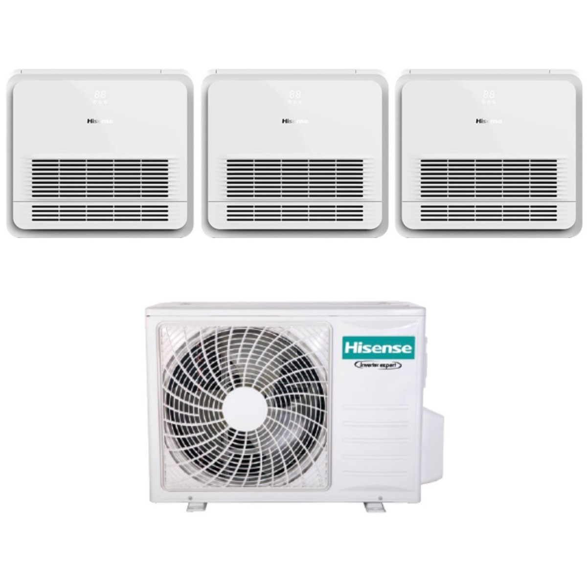Image of Climatizzatore Condizionatore Hisense Trial Split Console 12+12+12 con 3AMW72U4RJC R-32 Wi-Fi Optional Con Telecomando di Serie 12000+12000+12000