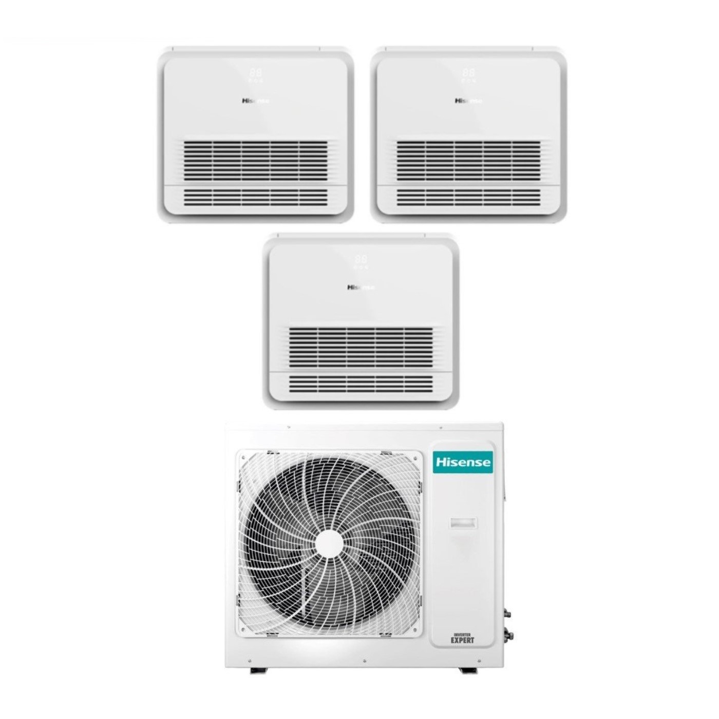 Image of Climatizzatore Condizionatore Hisense Trial Split Console 12+12+12 con 4AMW81U4RAA R-32 Wi-Fi Optional Con Telecomando di Serie 12000+12000+12000 - Novità