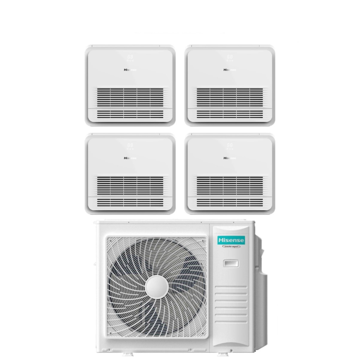 Image of Climatizzatore Condizionatore Hisense Quadri Split Console 12+12+12+12 con 5AMW105U4RQC R-32 Wi-Fi Optional con Telecomando di serie 12000+12000+12000+12000