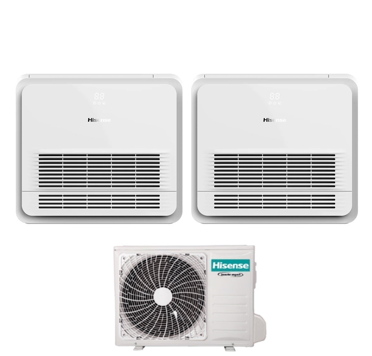 Image of Climatizzatore Condizionatore Hisense Dual Split Console 9+12 con 2AMW42U4RGC R-32 Wi-Fi Optional Telecomando di Serie Incluso 9000+12000