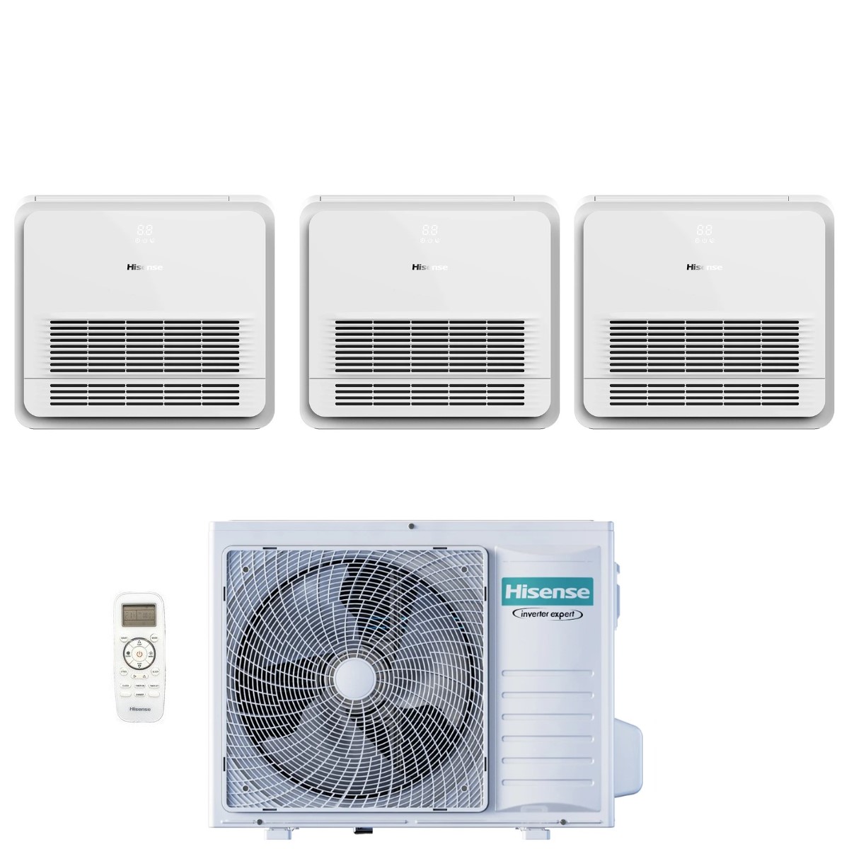 Image of Climatizzatore Condizionatore Hisense Trial Split Console 9+9+12 con 3AMW72U4RJC R-32 Wi-Fi Optional Con Telecomando di Serie 9000+9000+12000