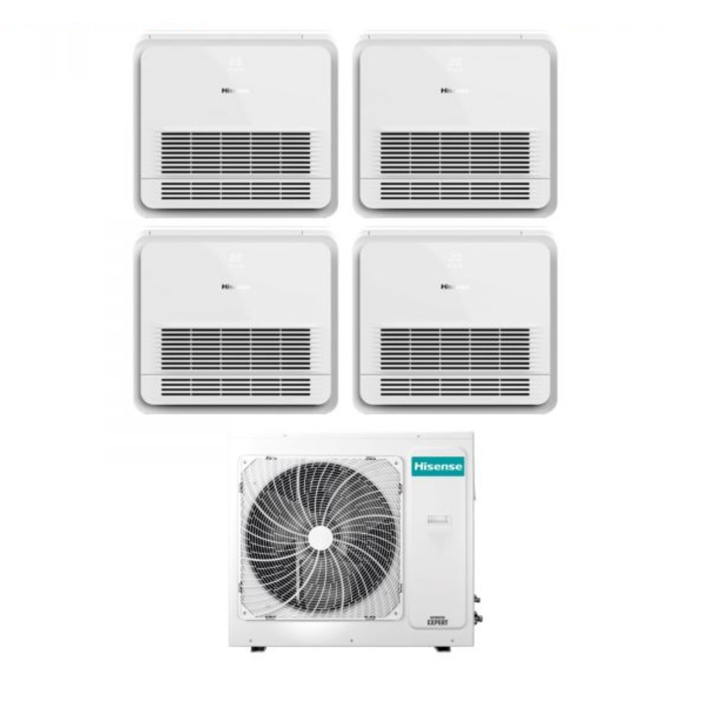 Image of Climatizzatore Condizionatore Hisense Quadri Split Console 9+9+12+12 con 4AMW81U4RAA R-32 Wi-Fi Optional Con Telecomando di Serie 9000+9000+12000+12000 - Novità
