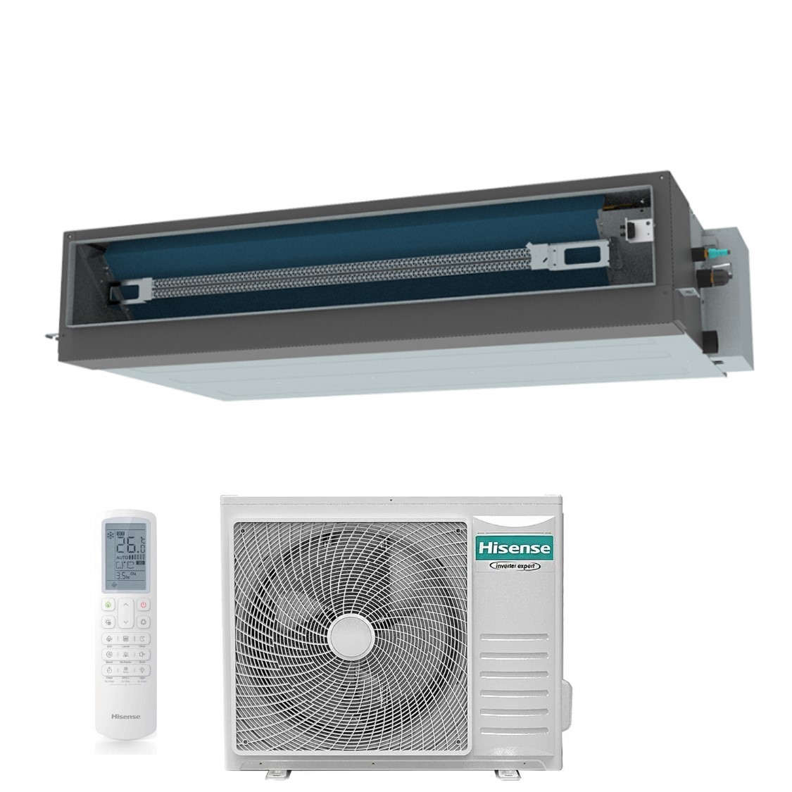 Image of Climatizzatore Condizionatore Hisense Inverter Canalizzato Canalizzabile serie TURBO 24000 Btu AUD71UX4RFM8 + AUW71U4RK8 R-32 Wi-Fi Optional Classe A++/A++ con Telecomando di serie