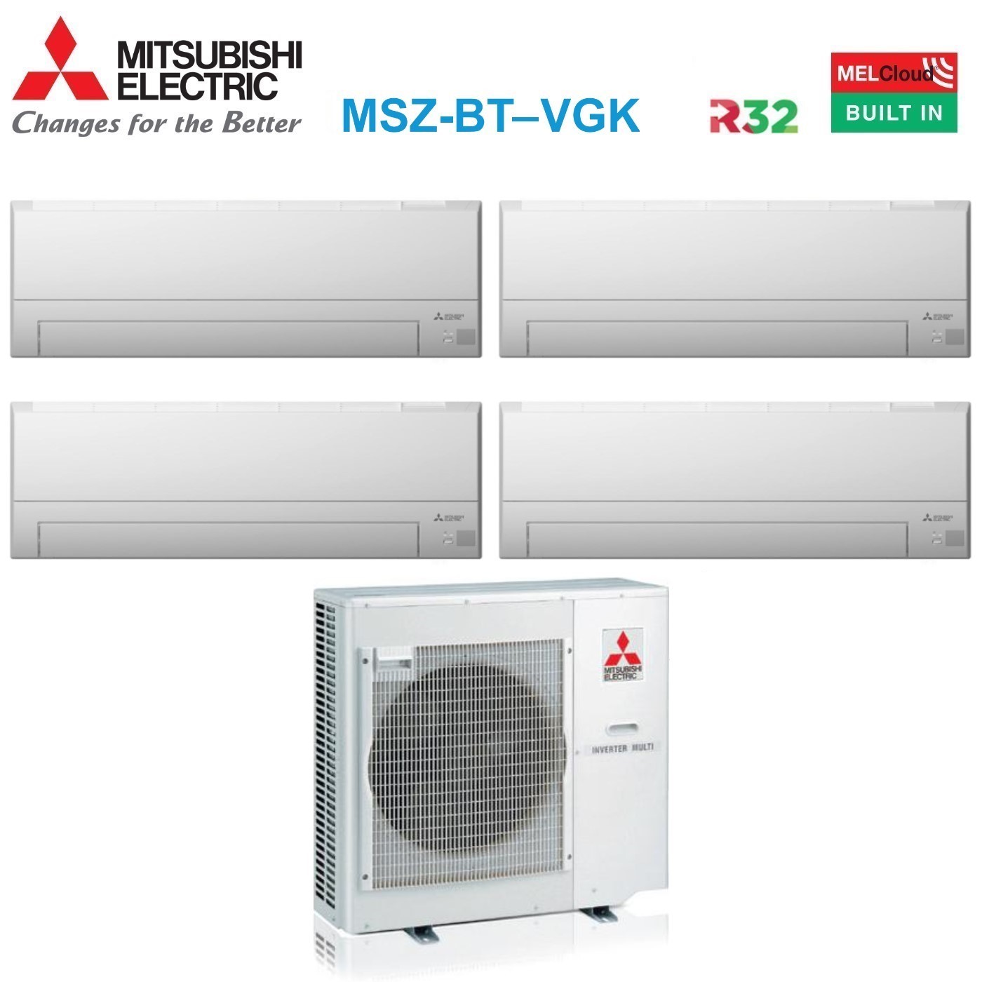 Condizionatore Quadri Split Mitsubishi Electric MSZ-BT 7+7+7+7 con MXZ-4F72VF R-32 Wi-Fi Integrato