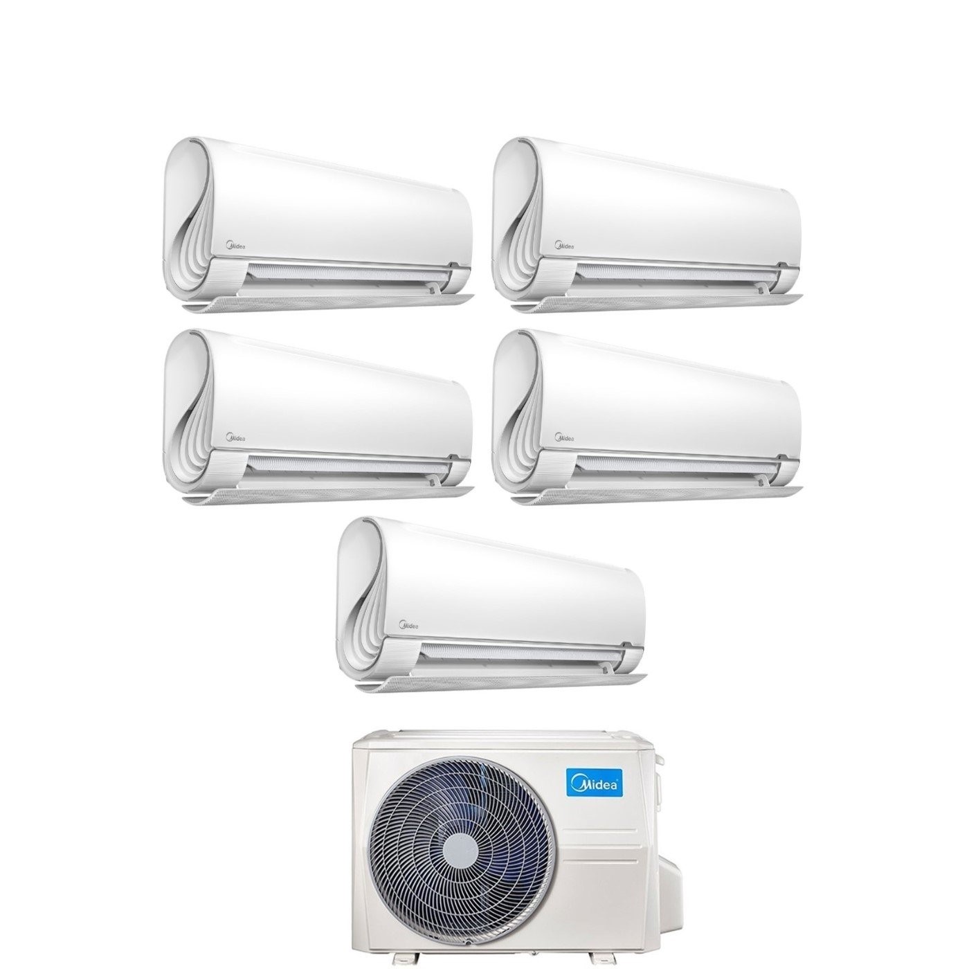 Image of Climatizzatore Condizionatore Midea Penta Split Inverter serie BreezeleSS+ 9+9+9+9+9 con M5O-42FN8-Q R-32 Wi-Fi Integrato 9000+9000+9000+9000+9000 - Novità